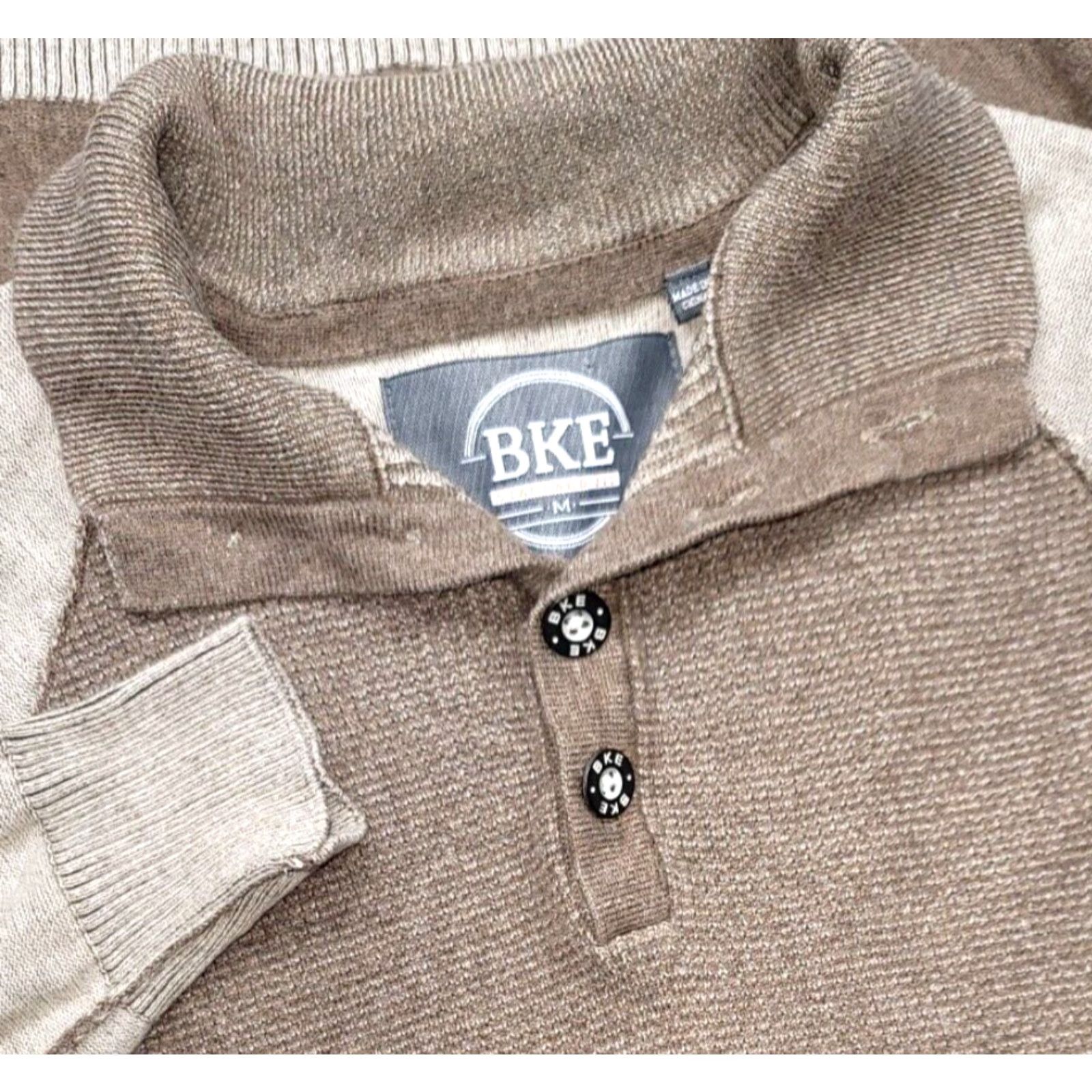 Vintage Buckle Mens M Beige Mock Neck 1/4 Zip Sweater Knit Long Sleeve Henley 1/4 Button Casual Workwear Size US M / EU 48-50 / 2 - 3 Thumbnail