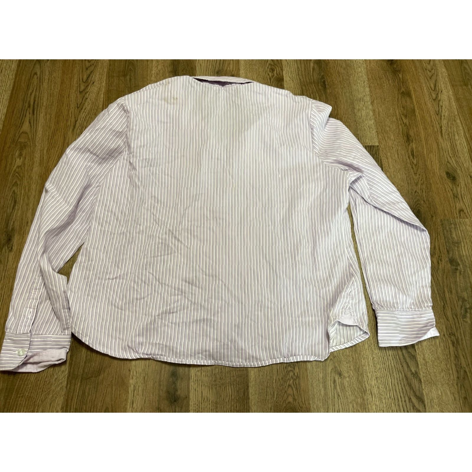 George George Shirt Womens XL Button-Up Casual Regular Long Sleeve Collared 16-18 Purple White Black Vintage No N/A Size XL / US 12-14 / IT 48-50 - 2 Thumbnail
