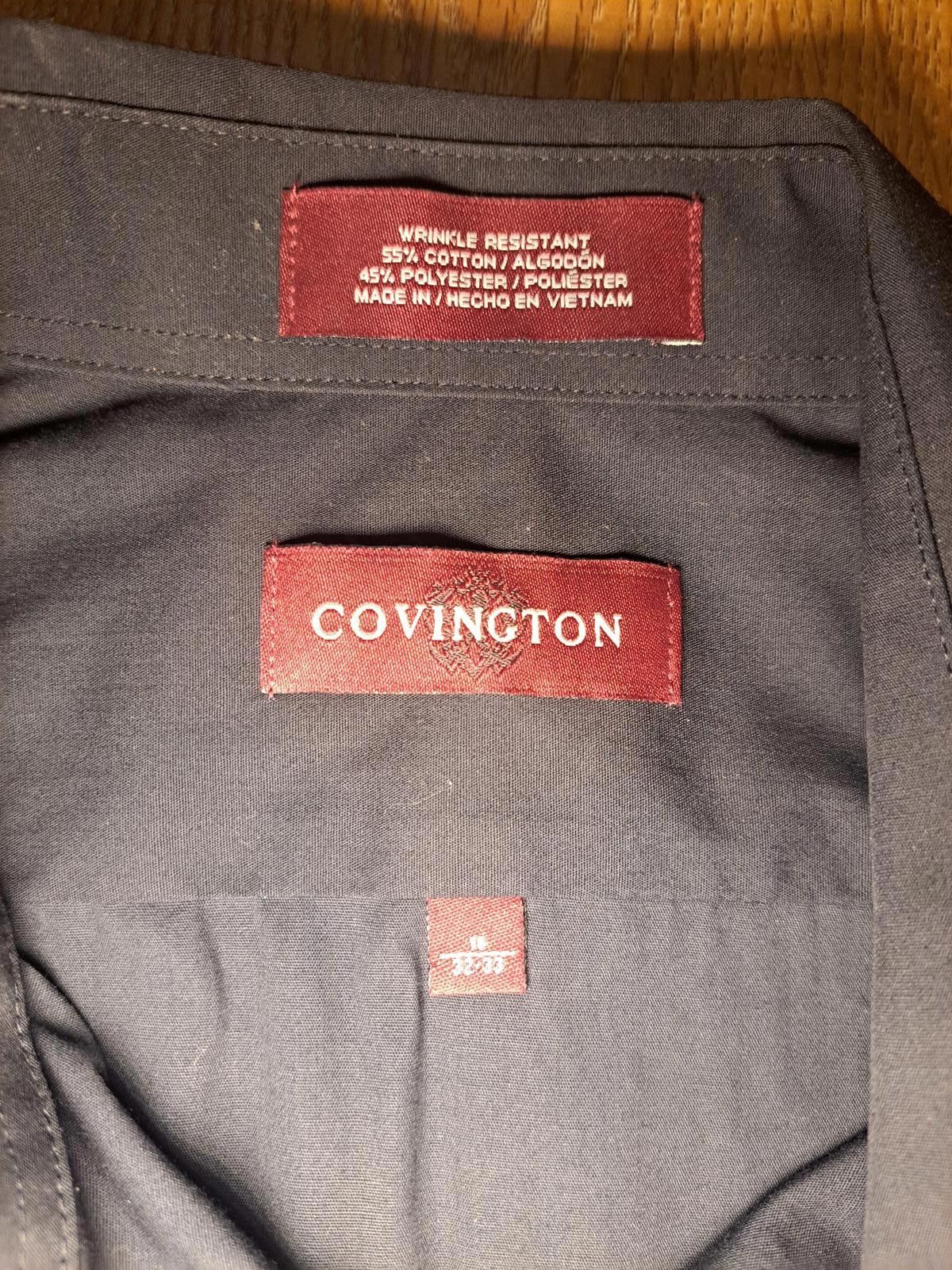 Covington Covington Dress Shirt Mens Medium 16-32/33 Black Cotton Size 38R - 2 Thumbnail