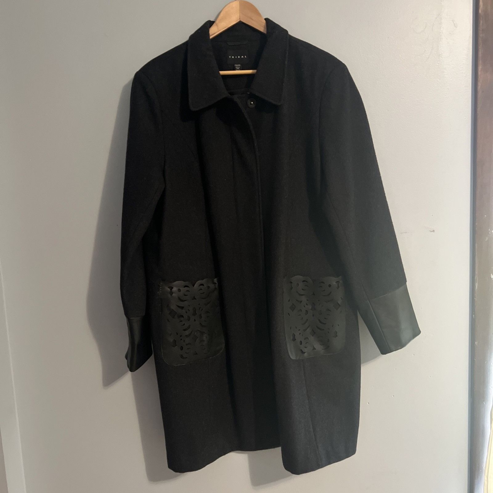 Tribal Streetwear TRIBAL XXL WOOL BLEND LONG COAT. LASER CUT POCKET DETAIL. LE Size XXL / US 16-18 / IT 52-54 - 1 Thumbnail