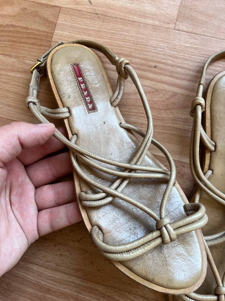 Prada PRADA RED TAB GLADIATOR BEIGE LIGHT BROWN WOMAN SANDALS SZ37 Size US 7 / IT 37 - 6 Thumbnail