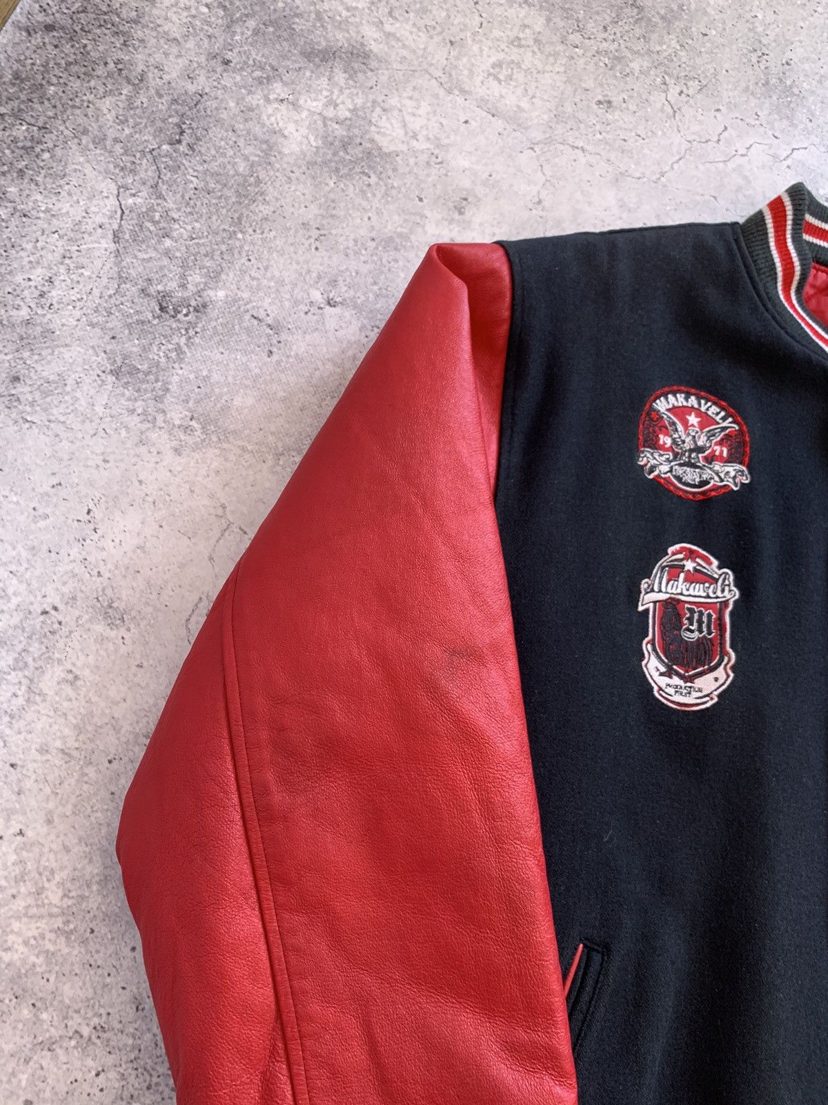 Makaveli VTG 90’s Makavelli 2Pac Wool/Leather Bomber Jacket XL size Size US XL / EU 56 / 4 - 8 Thumbnail
