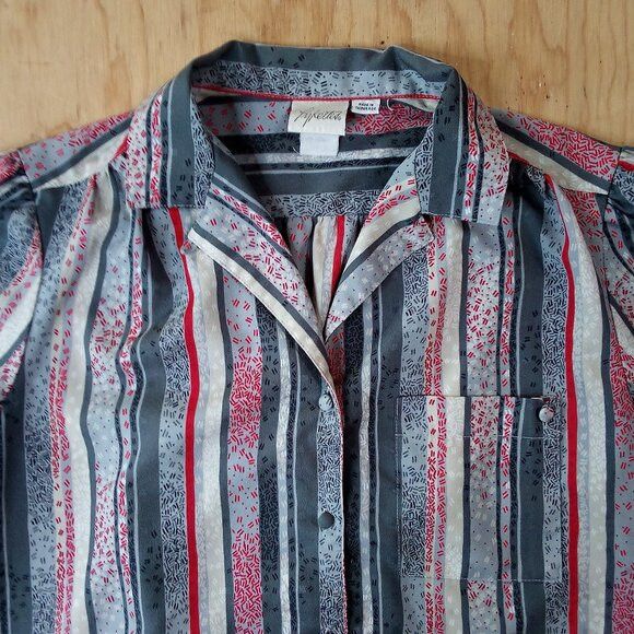 Vintage Vintage Pykettes Speckled Stripes Polyester Disco Shirt Size M / US 6-8 / IT 42-44 - 1 Thumbnail
