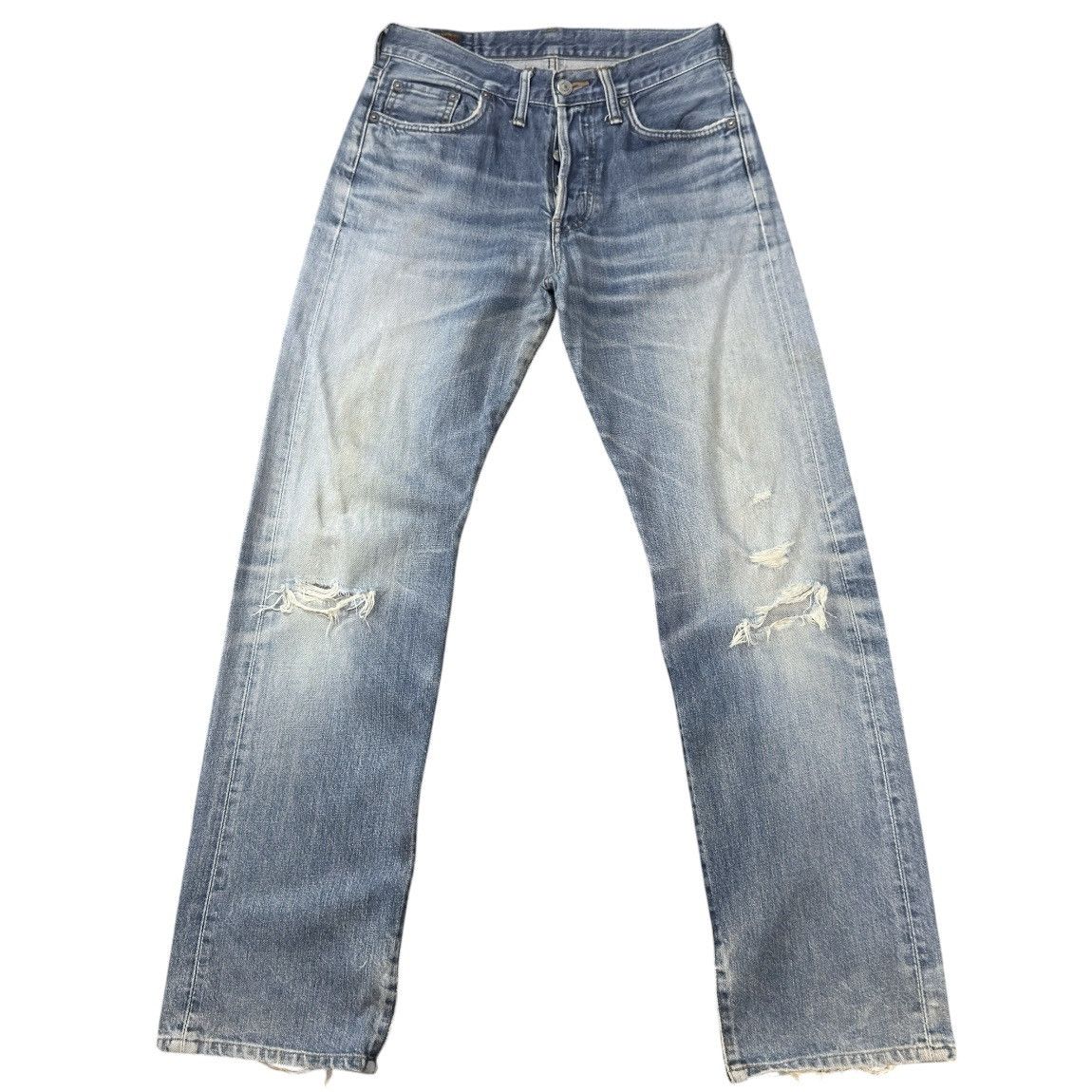 Edwin Vintage 90s Distressed Heavy Faded Wash Japanese Denim Jeans Size US 29 - 1 Thumbnail