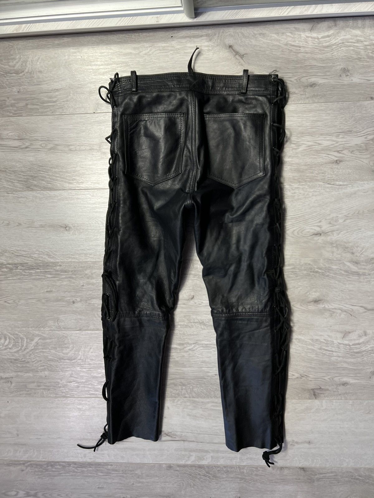 Genuine Leather Vintage Western Biker Leather Cowboy Bondage Pants Size M Size US 32 / EU 48 - 14 Thumbnail