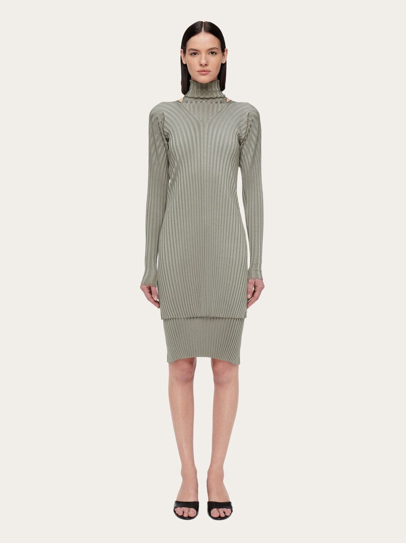 Salvatore Ferragamo o1y0326 Mini Dress in Gray Size M / US 6-8 / IT 42-44 - 2 Thumbnail