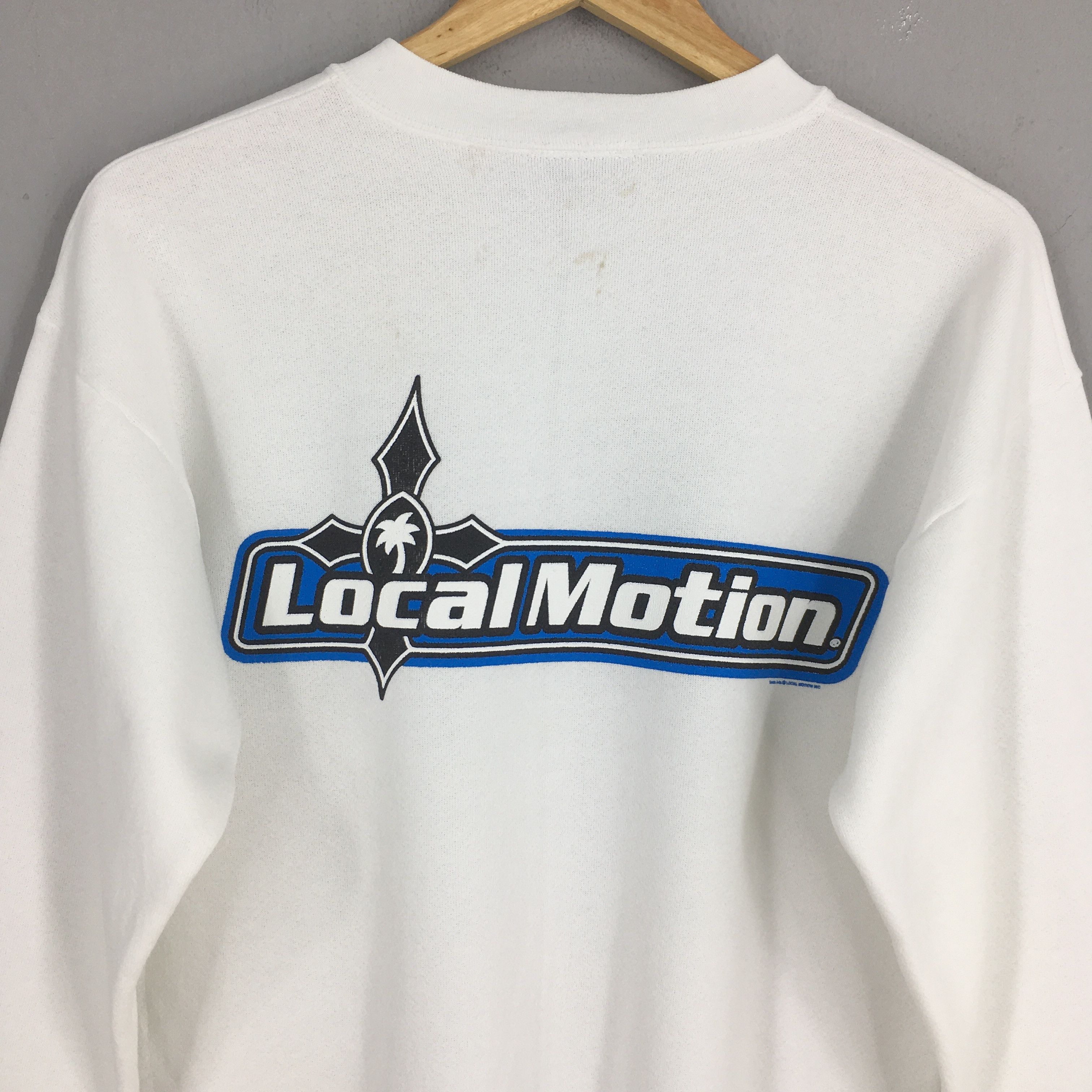 Vintage Vintage 80s Local Motion Surfing White Sweatshirt Medium Size US M / EU 48-50 / 2 - 8 Thumbnail