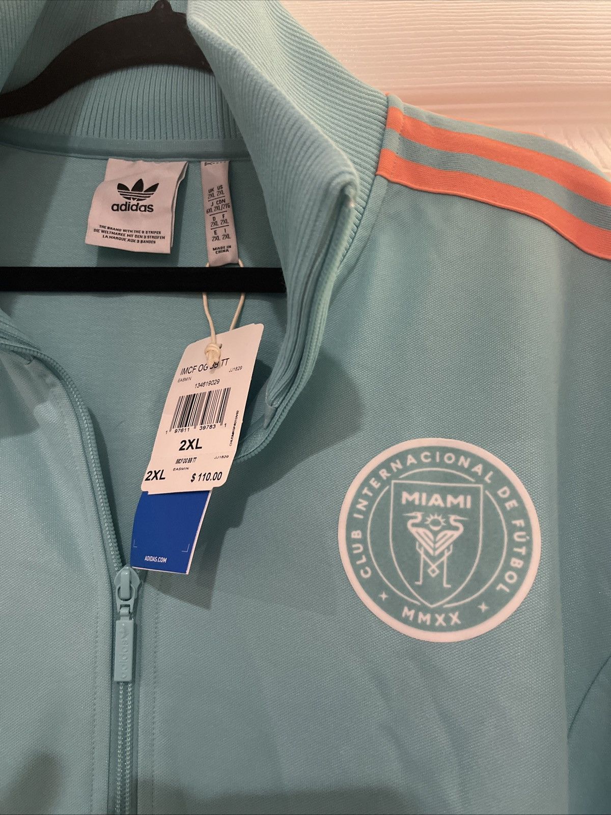 Adidas Adidas Inter Miami CF Soccer Track Jacket Aqua Orange XXL Size US XXL / EU 58 / 5 - 2 Thumbnail