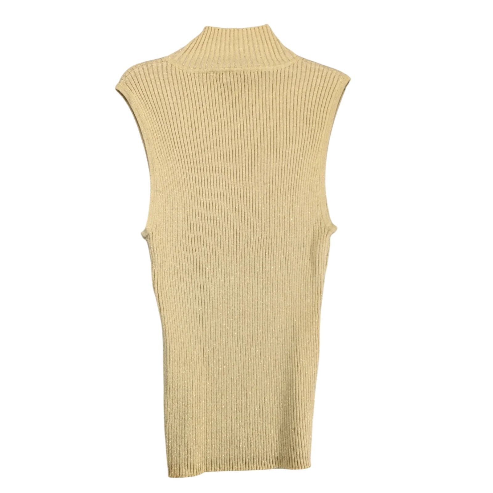 Vintage Victor Costa Gold Metallic Ribbed Knit Top Women's L Mock Nk Size L / US 10 / IT 46 - 3 Thumbnail