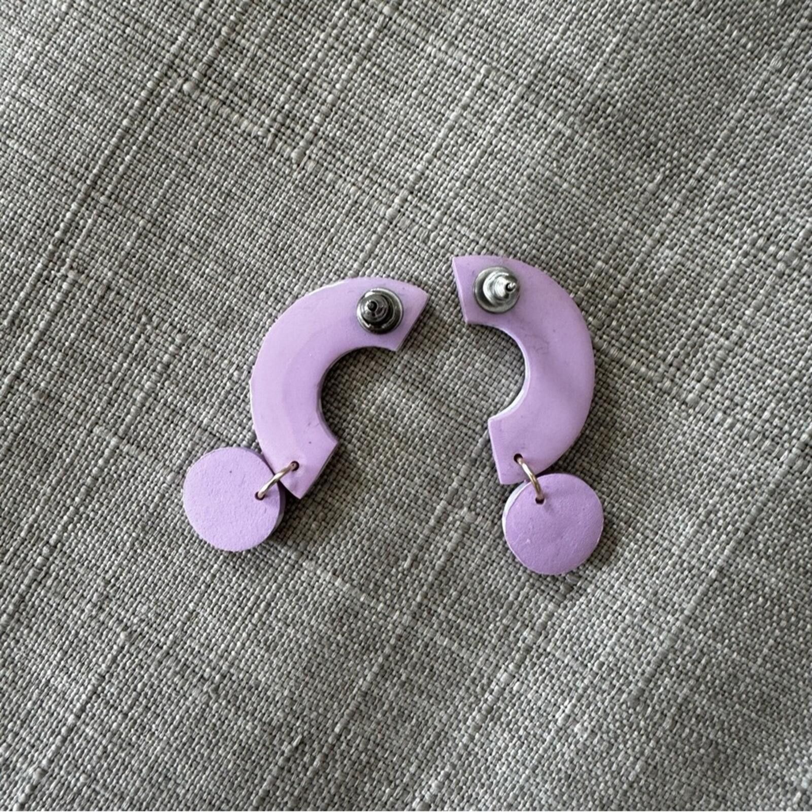 Urban Outfitters Handmade / Lilac Checker Statement Earrings Size ONE SIZE - 6 Thumbnail