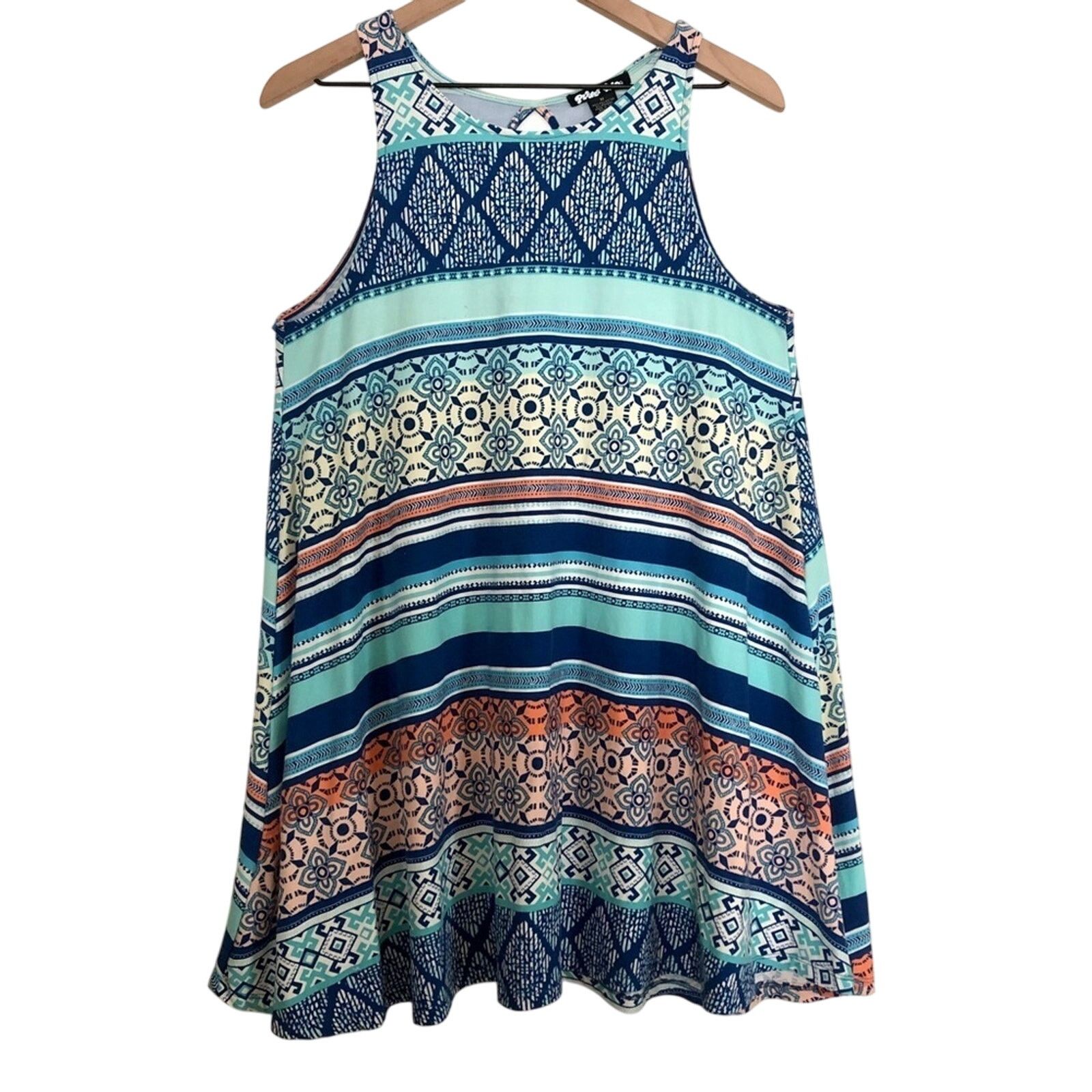 Other Planet Gold Blue Multicolor Geometric Stripes Tank Top Dress Size M / US 6-8 / IT 42-44 - 1 Thumbnail