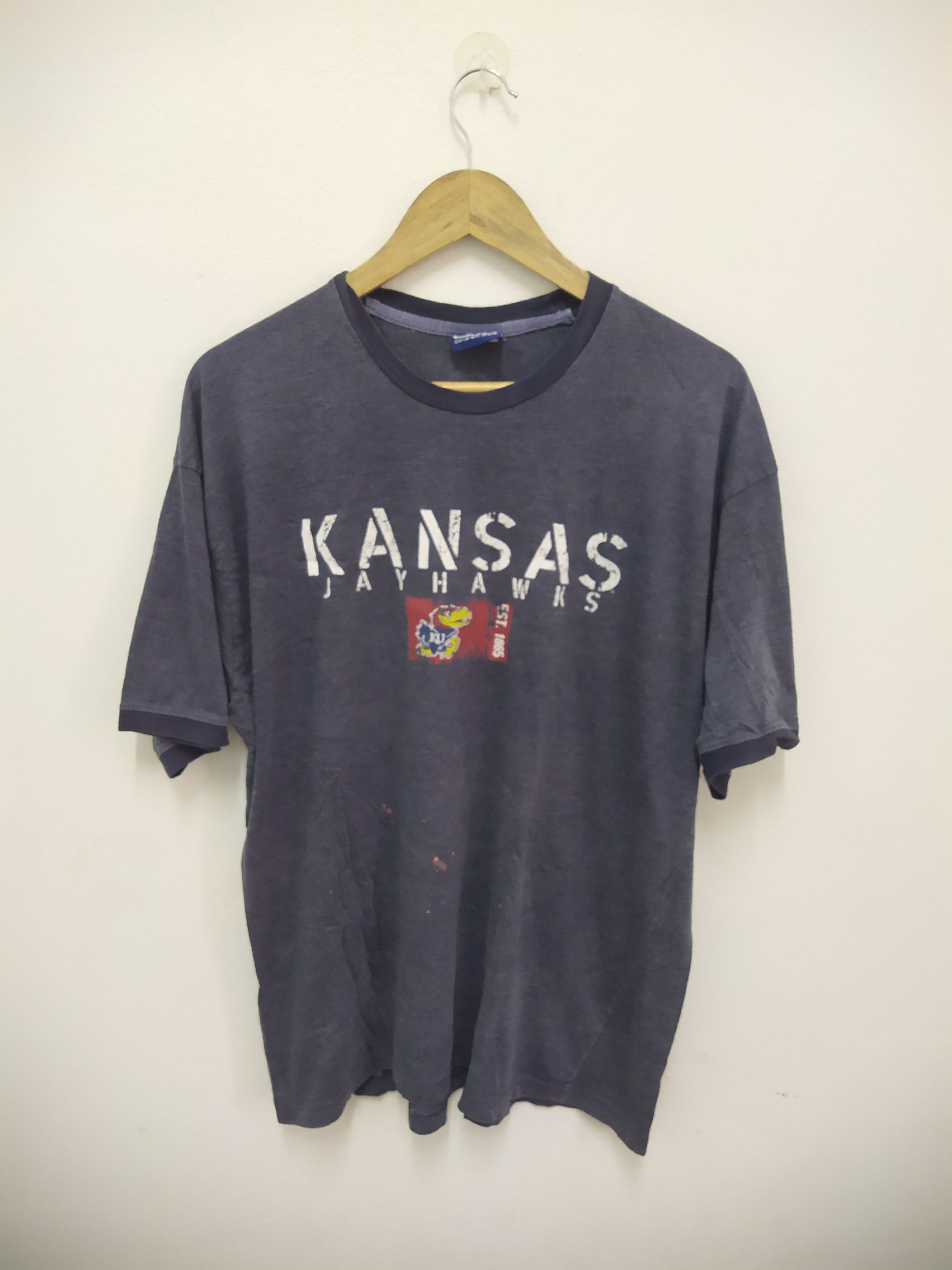Pre-owned Nba Kansas Jayhawks Casual Ringger Shirt In Gray