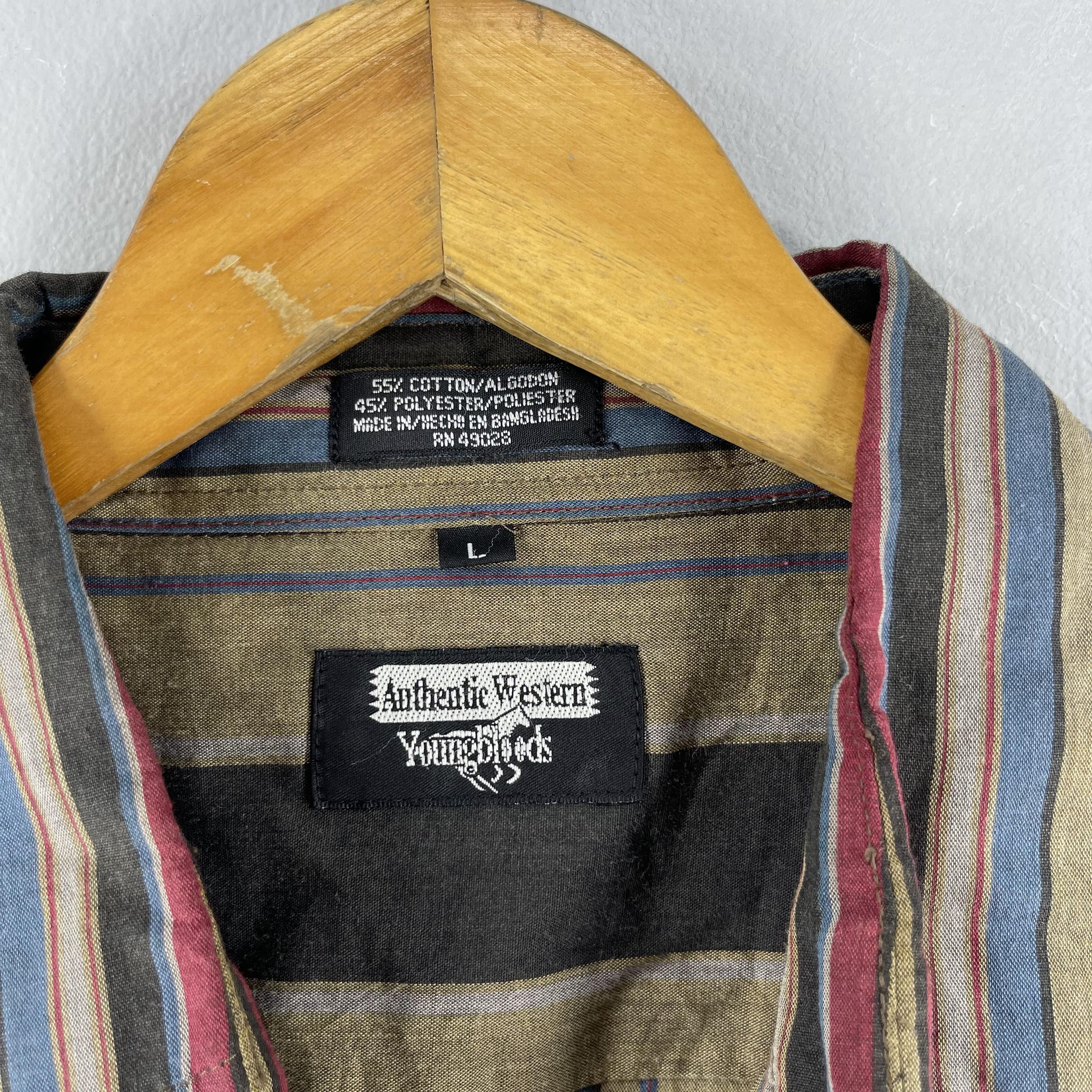 Vintage Vintage YOUNG BLOODS Multi Stripes Retro Style Western Shirt Size US L / EU 52-54 / 3 - 4 Thumbnail