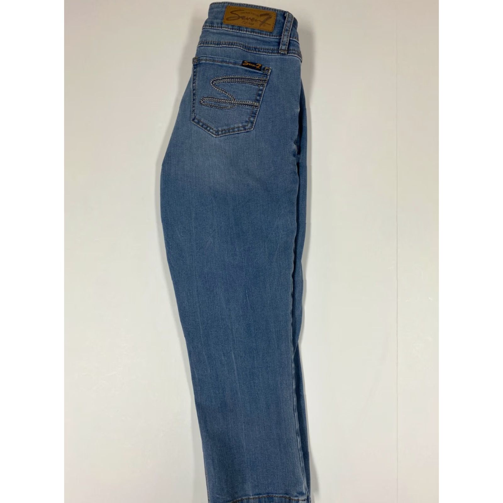 Vintage Seven7 Jeans Womens Capri Regular size 5 Blue Denim Cotton Blend Zip Crop Stretch Size 27" / US 4 / IT 40 - 6 Thumbnail
