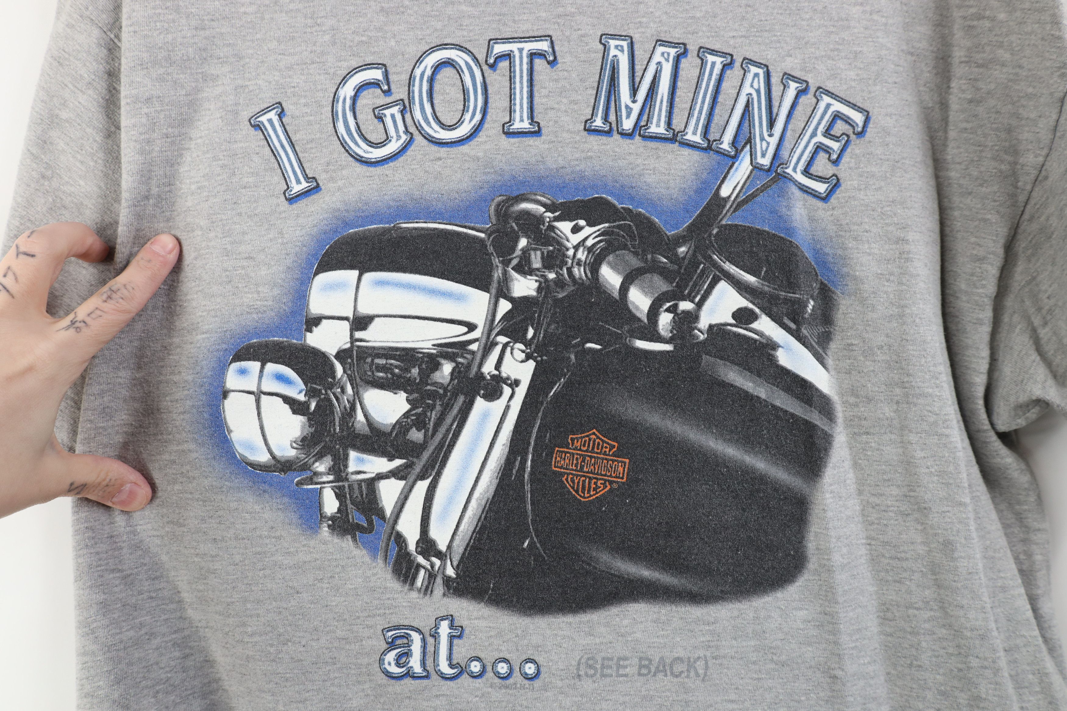 Harley Davidson Vintage Y2K 2002 Harley Davidson Mine At Motorcycle T-Shirt Size US L / EU 52-54 / 3 - 4 Thumbnail
