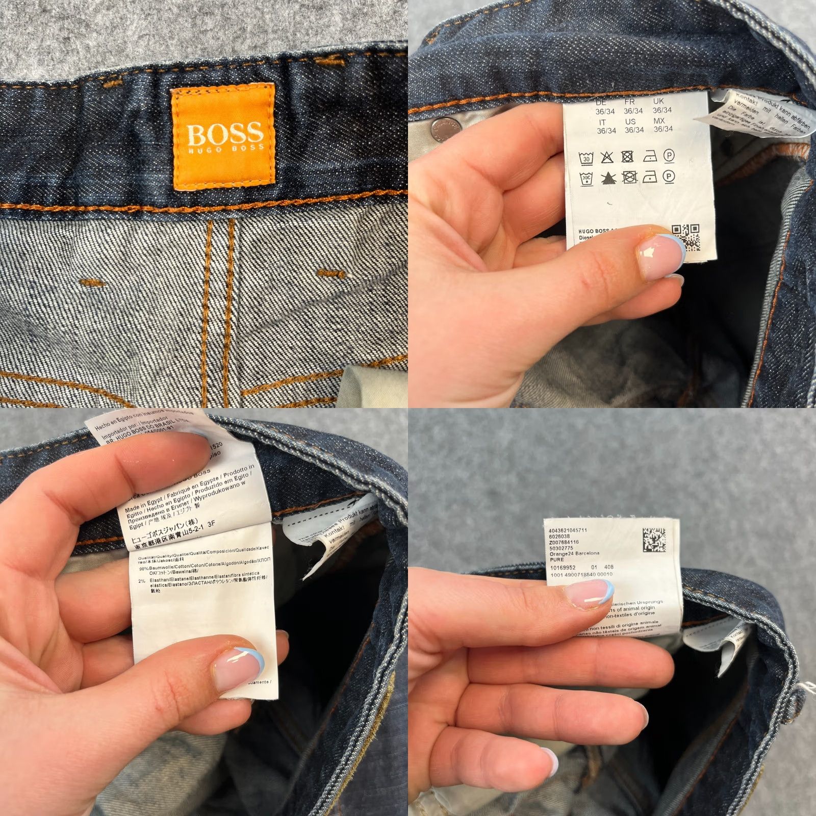 Hugo Boss HUGO BOSS Jeans Straight 36 34 Dark Blue Wash Stretch Whiskers Orange 24 Mens Regular Denim Cotton Elastane 5-Pocket Size US 36 / EU 52 - 8 Thumbnail