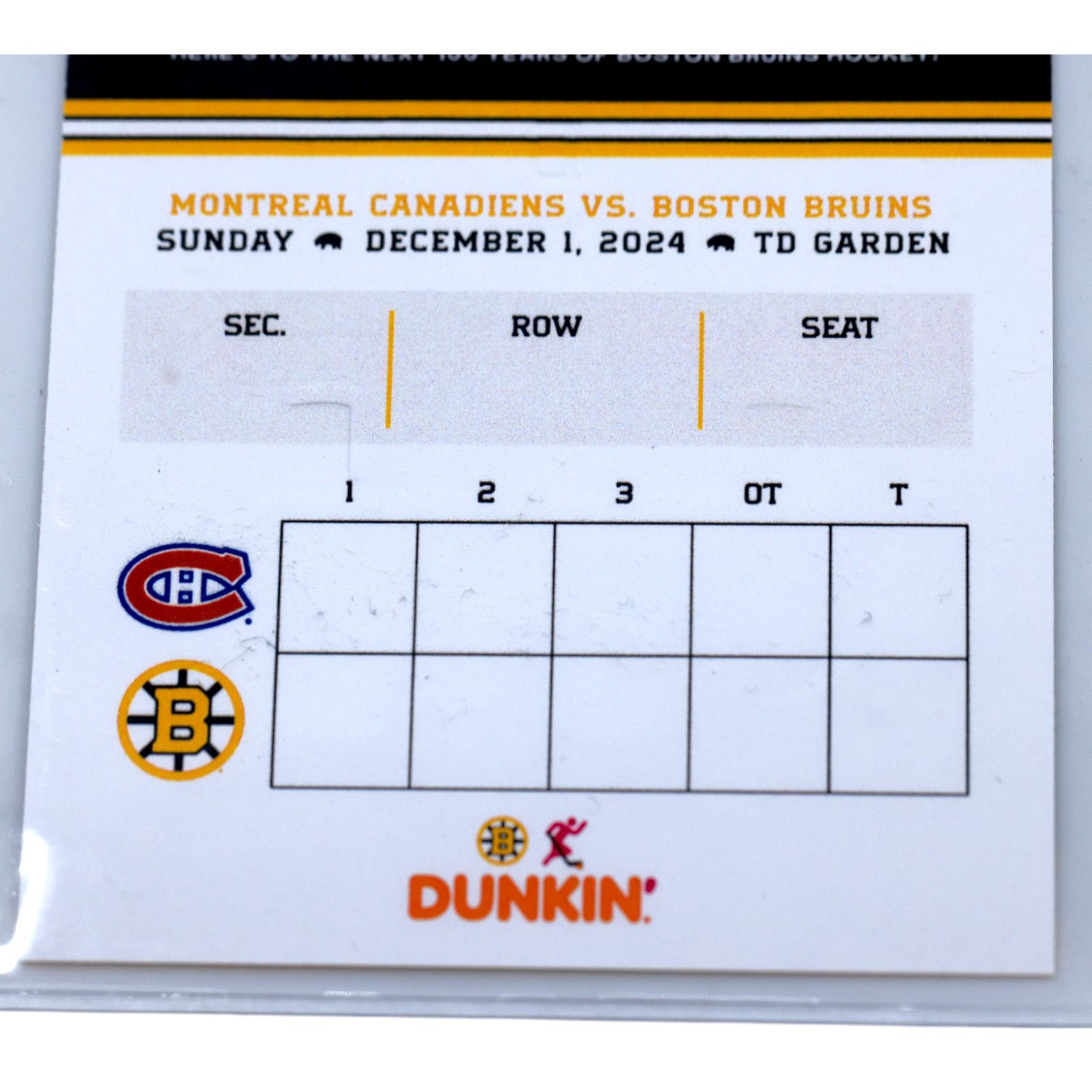 NHL Boston Bruins v Montreal Canadiens Centennial Commem. Ticket Size ONE SIZE - 13 Thumbnail