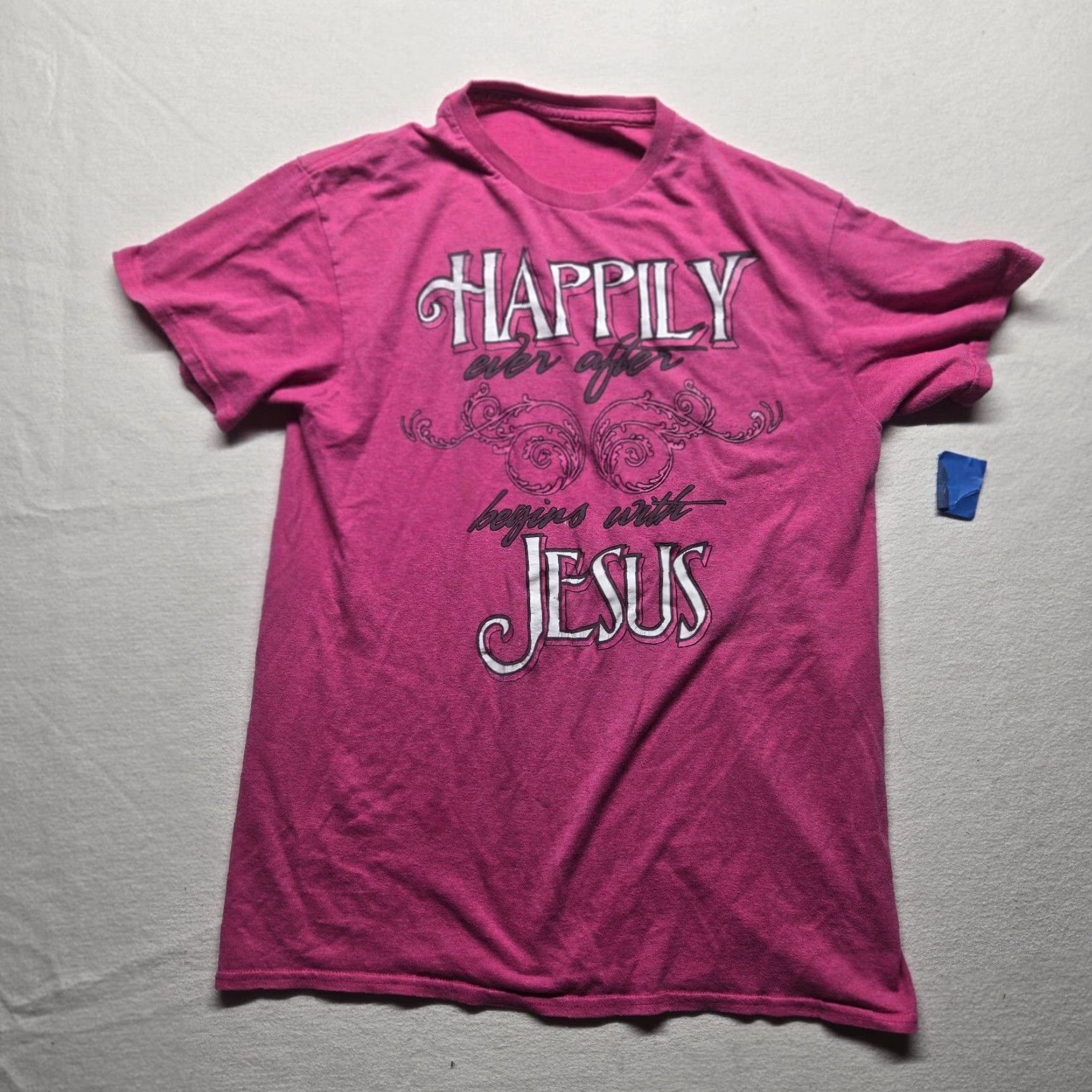 Vintage Happily ever after T-Shirt M Men's Pink Christian Religious Jesus Christ Bible Church God Graphic Tee Shirt Modern Size US M / EU 48-50 / 2 - 2 Thumbnail