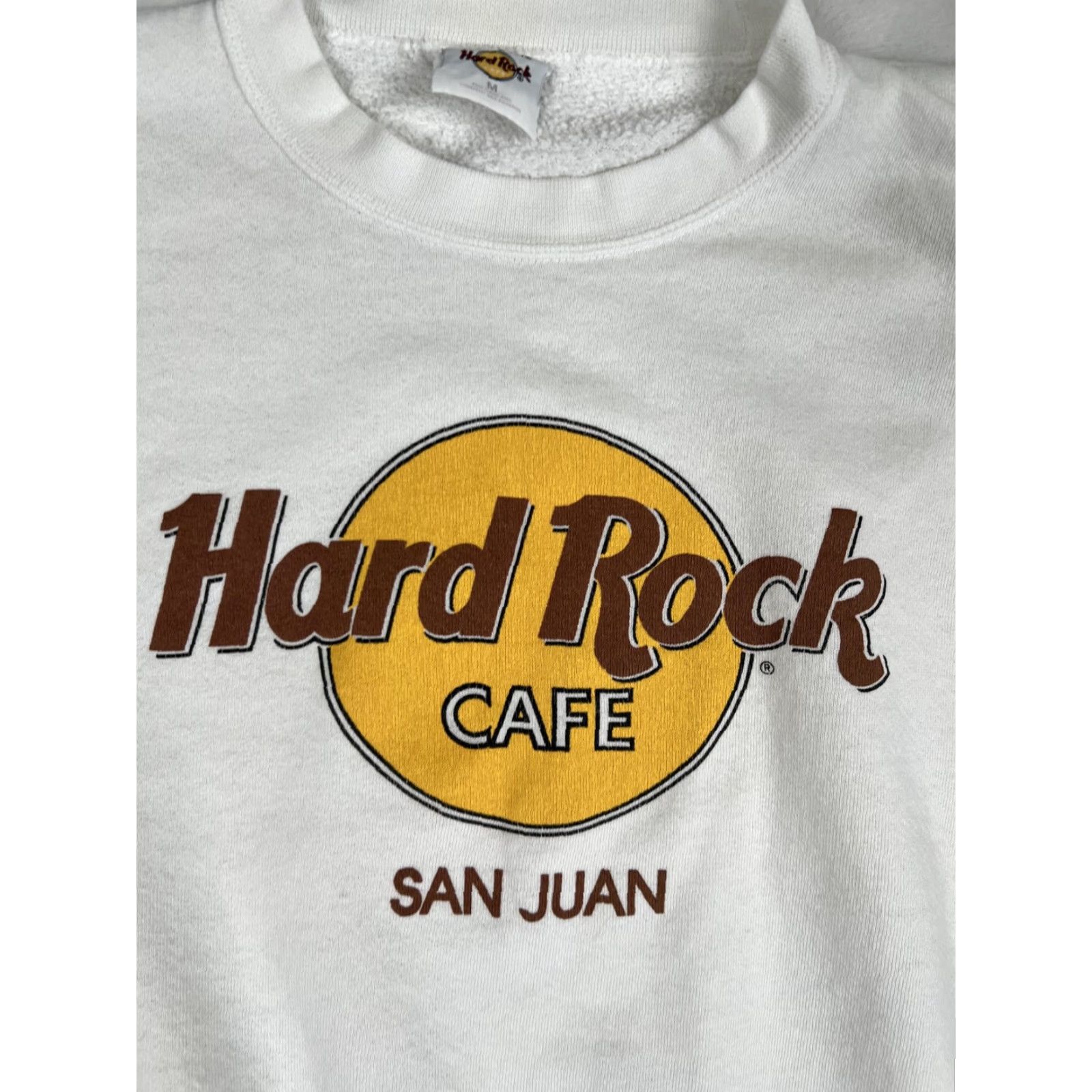 Hard Rock Cafe VINTAGE Hard Rock Cafe Sweatshirt Mens M White Graphic Print Pullover Crewneck San Juan City Music Logo Size US M / EU 48-50 / 2 - 2 Thumbnail