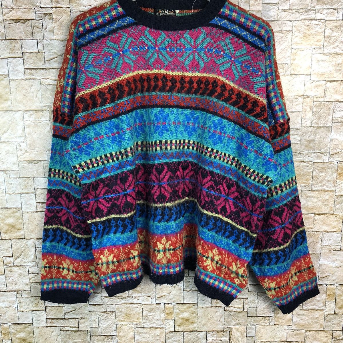 Homespun Knitwear Folli Follie Pink sweatshirt art vintage Knitwear #A311 Size US L / EU 52-54 / 3 - 3 Thumbnail