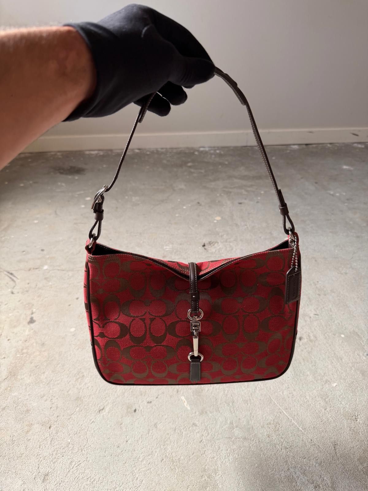 Coach Coach Hobo Signature Clip Canvas Handbag 'Red/Brown' Size ONE SIZE - 5 Thumbnail