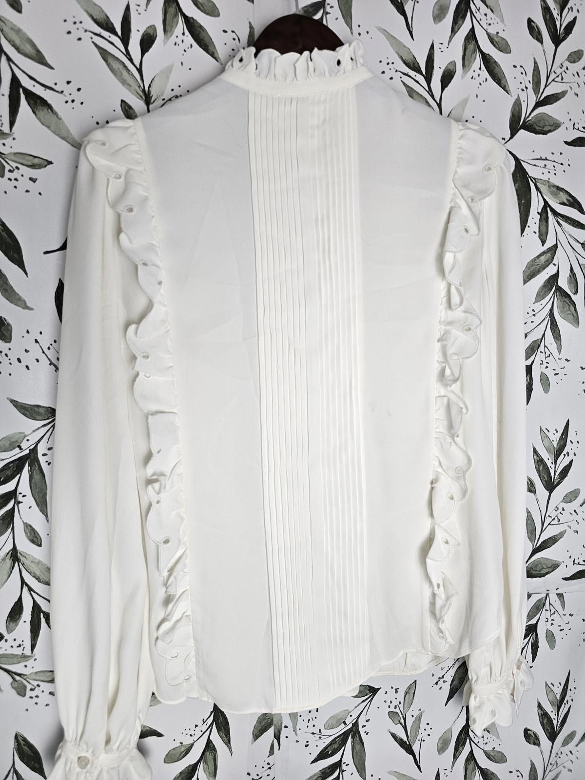 Jones New York Joie Blouse White Womens Size S Polyester Ruffled Size S / US 4 / IT 40 - 7 Thumbnail