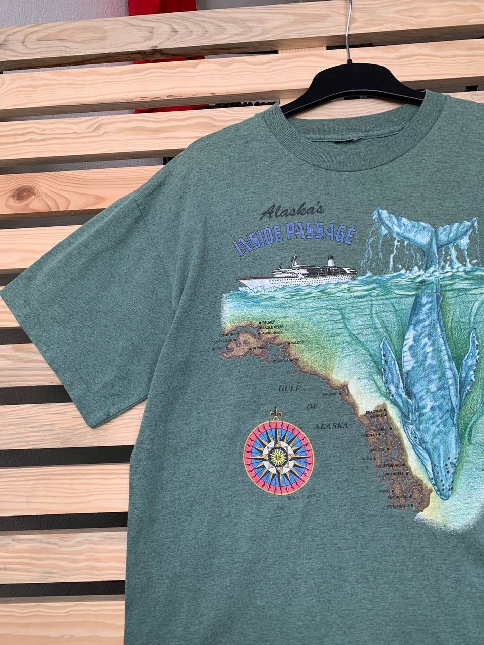 Jerzees × Vintage Vintage Alaska t shirt Map Inside Passage Nature art Size US M / EU 48-50 / 2 - 2 Thumbnail