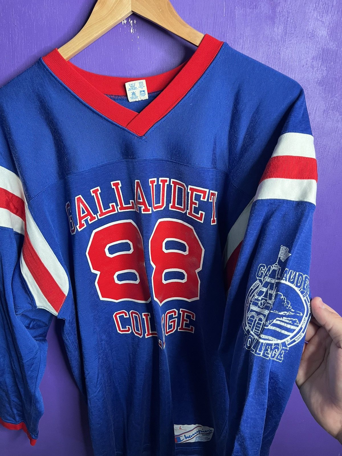 Champion × Vintage Vintage 80s Champion Gallaudet college jersey Size US L / EU 52-54 / 3 - 3 Thumbnail