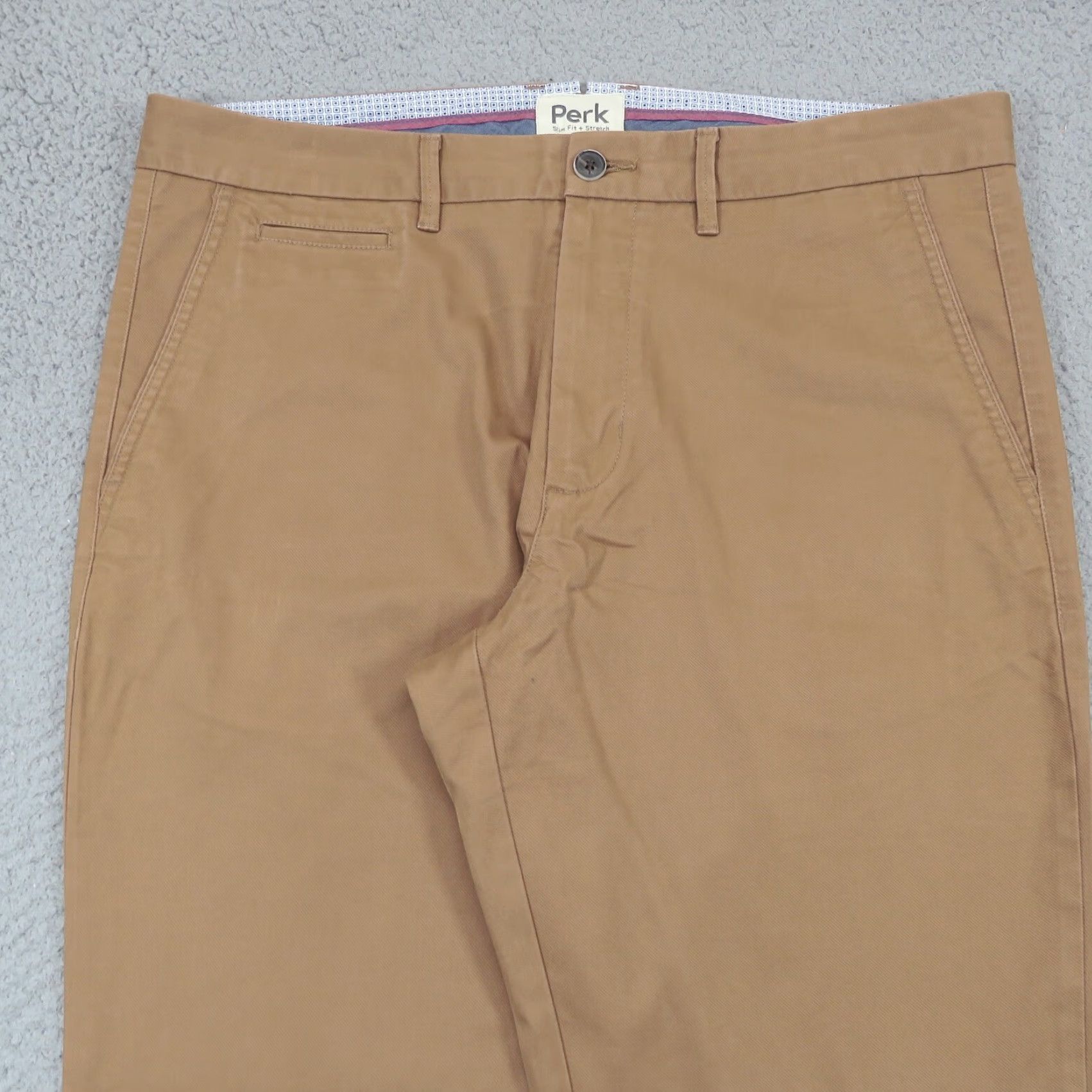 Vintage Perk Pants Men 36x30 Slim Fit Stretch Chino 5 Pocket Twill Brown 5-Pocket Design, Coin Pocket Straight Leg Casual Workwear Mens Regular Size 36 Size US 36 / EU 52 - 4 Thumbnail