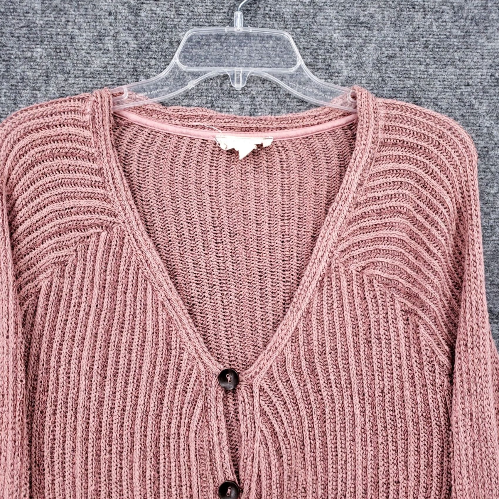 Vintage Altar'd State Sweater Cardigan Womens S Pink Knit Flared Front Tie V-Neck Open-Knit Casual Fall Spring Winter Size S / US 4 / IT 40 - 3 Thumbnail