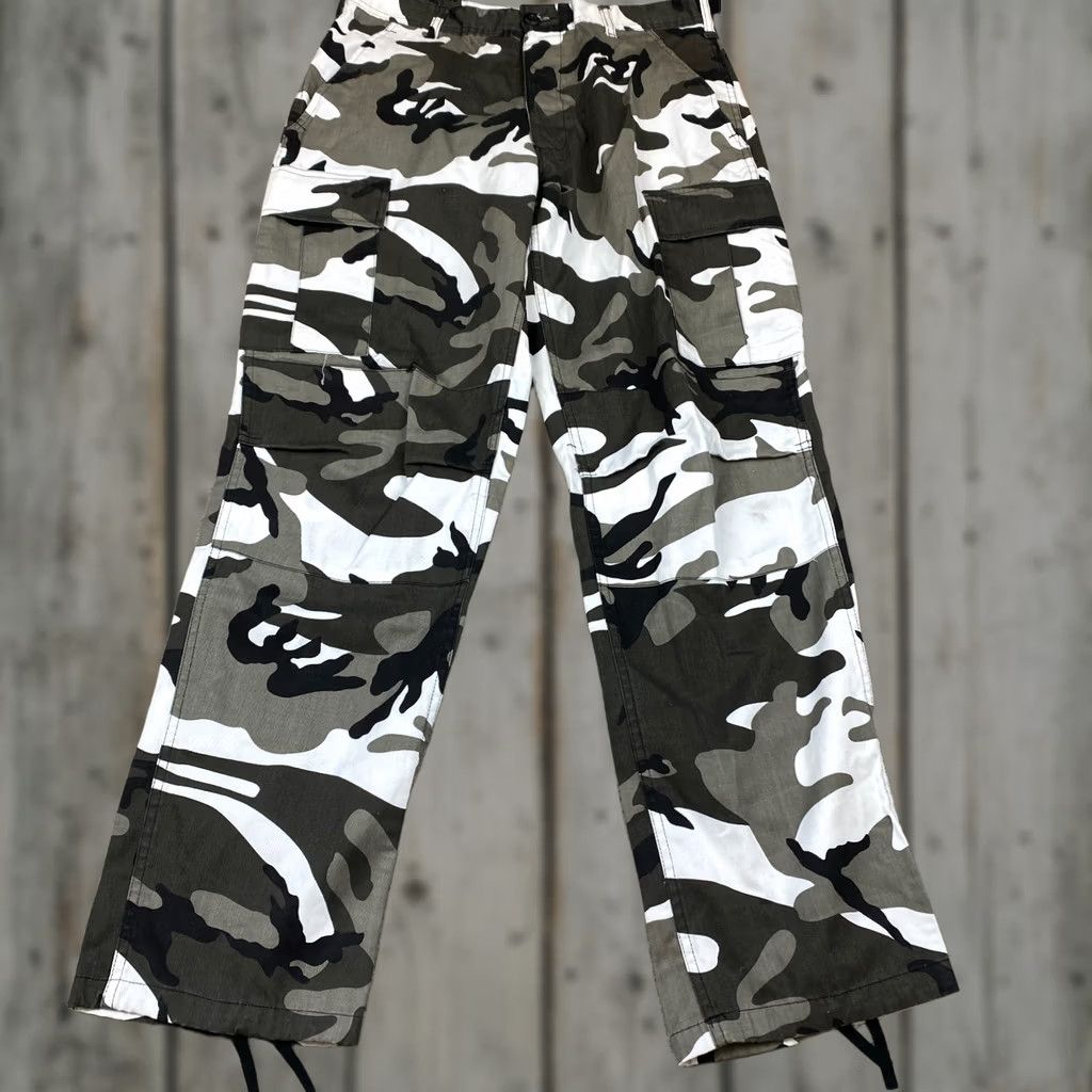 Vintage Rothco Pants Mens 34x30 Cargo Tactical Military Artic Snow Camo White Gray in Green, Men's