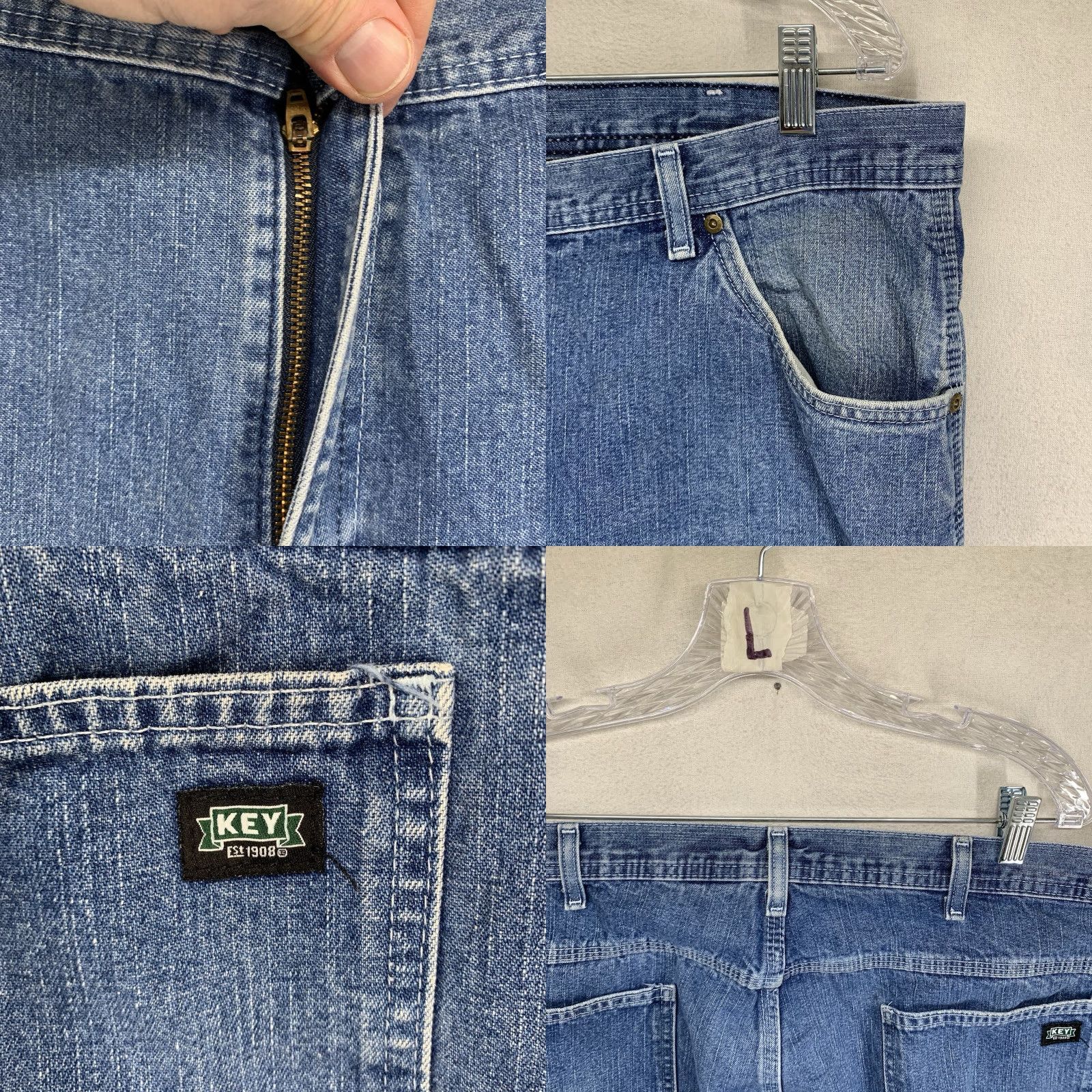 Vintage VINTAGE Key Men's Carpenter Jeans 40x30 Straight Fit Medium Wash Denim 90s USA Size US 40 / EU 56 - 8 Thumbnail
