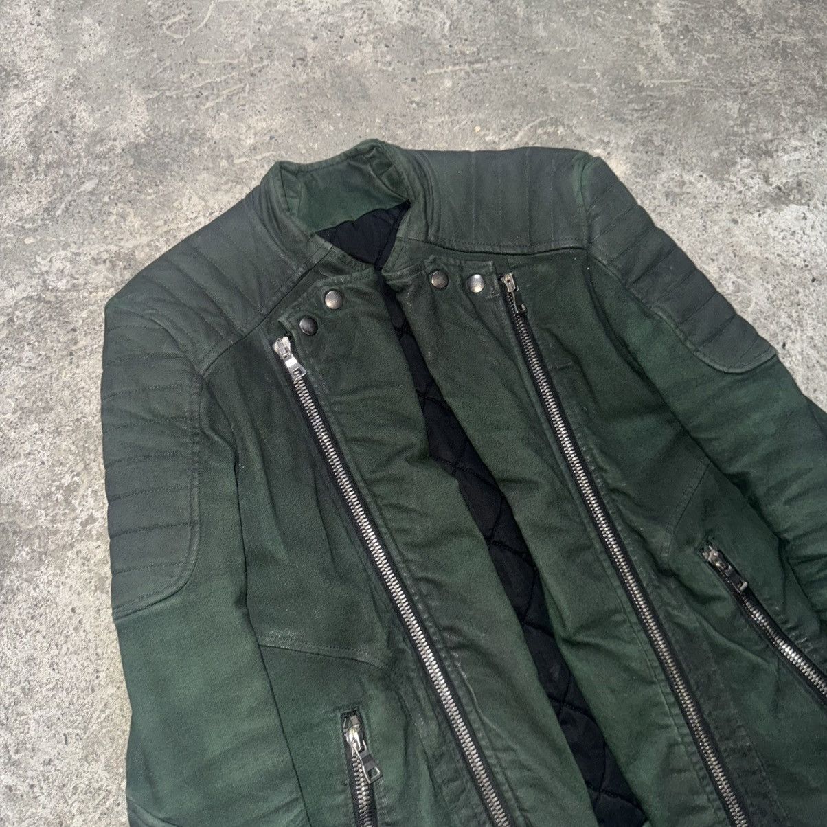 Balmain Balmain Waxed Green Biker Jacket Small Size US S / EU 44-46 / 1 - 2 Thumbnail