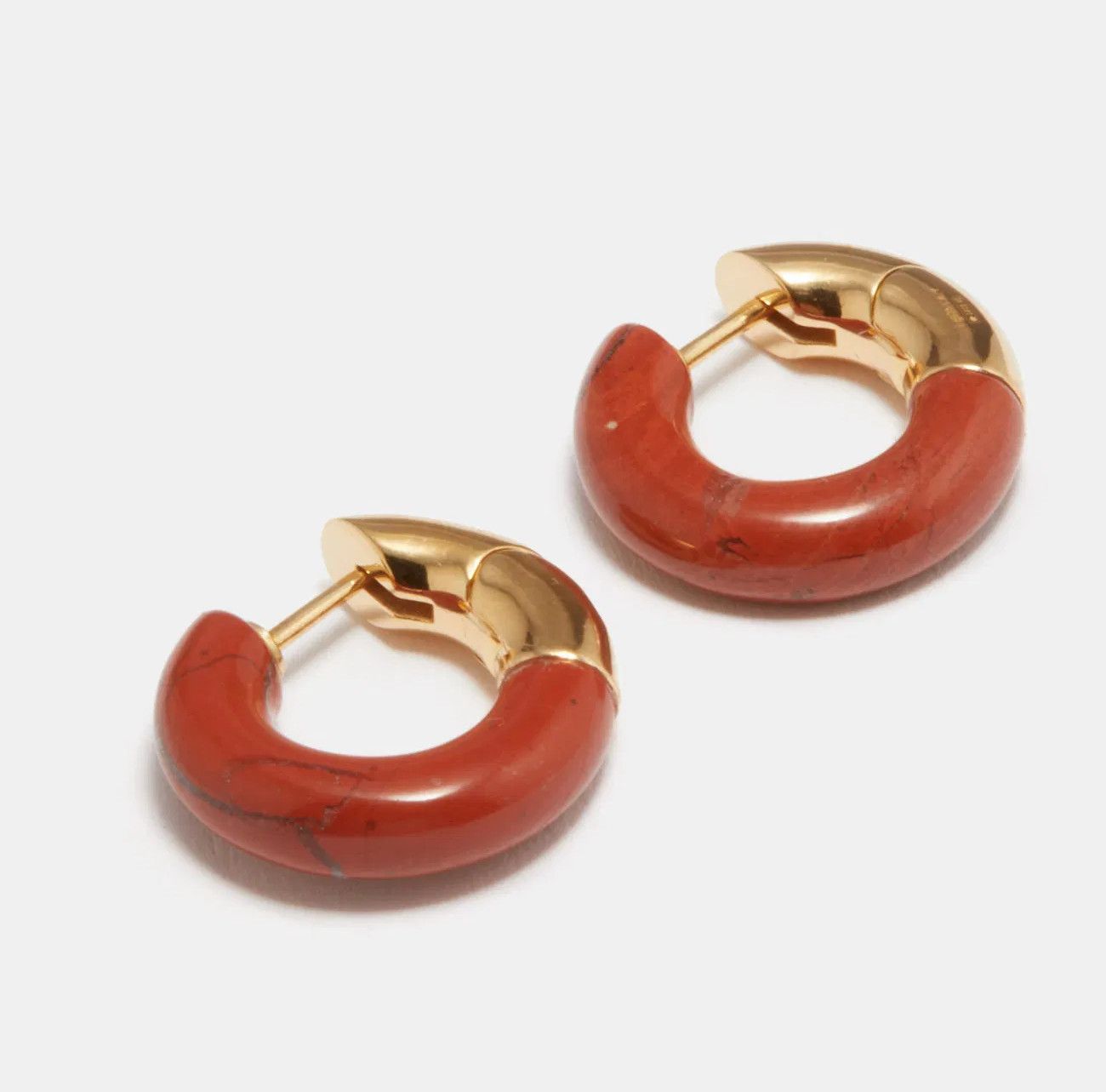 Bottega Veneta BOTTEGA VENETA red Jasper stone & silver hoop earrings q Size ONE SIZE - 1 Thumbnail