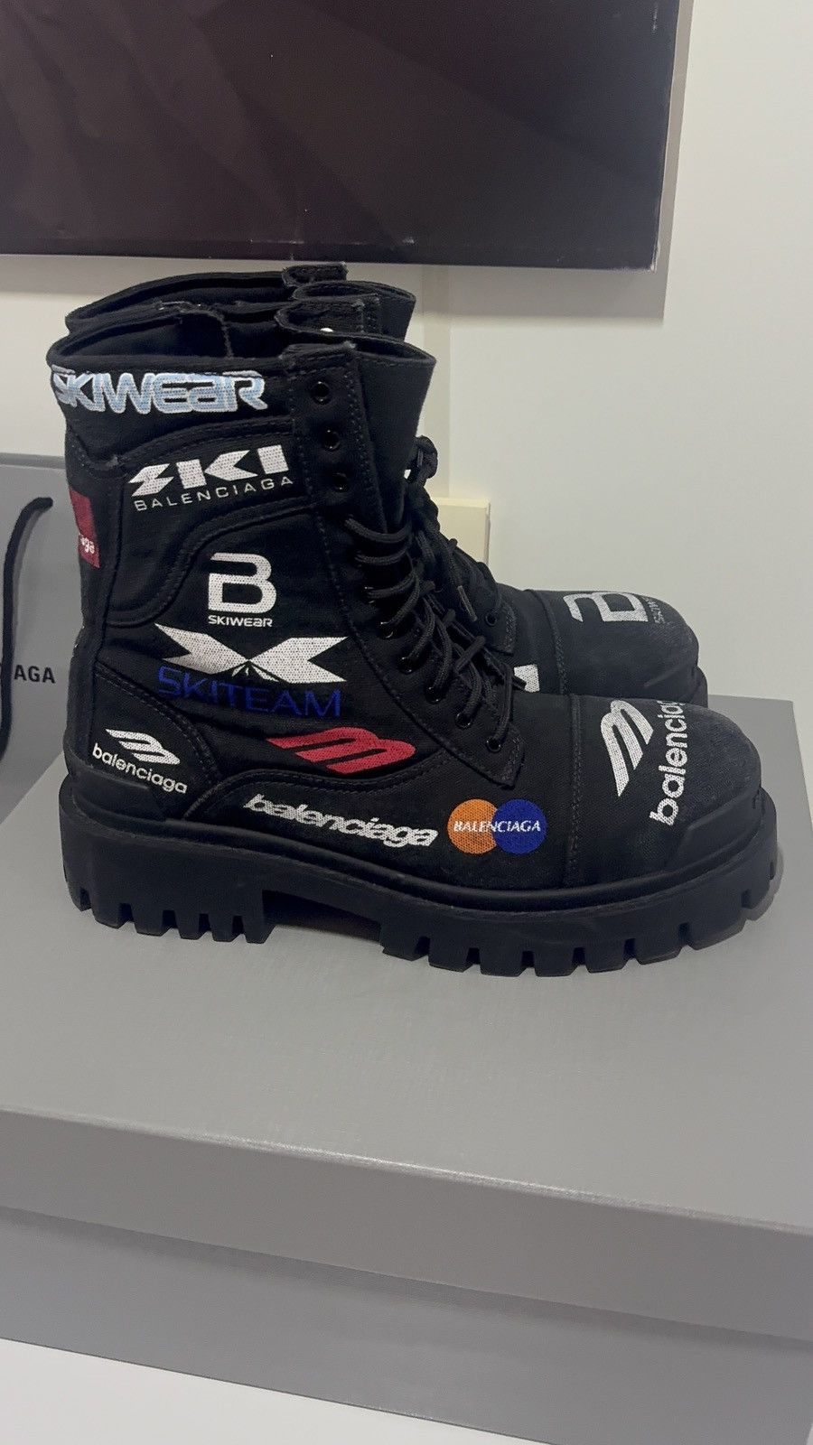 Balenciaga ✅Balenciaga Strike Comb Sky Wear black Boots multi logo 42 Size US 9 / EU 42 - 6 Thumbnail