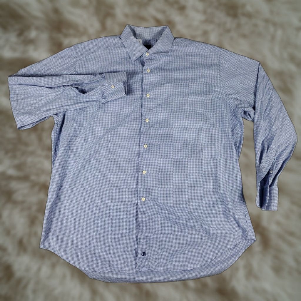 David Donahue Vintage David Donahue Dress Shirt Mens Size 18 Blue Long Sleeve Cotton Business Casual Formal Size 48R - 1 Thumbnail