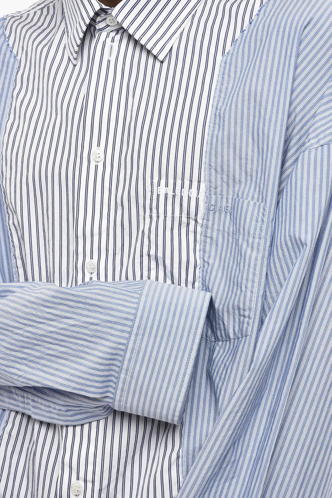 Balenciaga og1mm0426 Two-Tone Striped Shirt in Blue & White Size US M / EU 48-50 / 2 - 3 Thumbnail