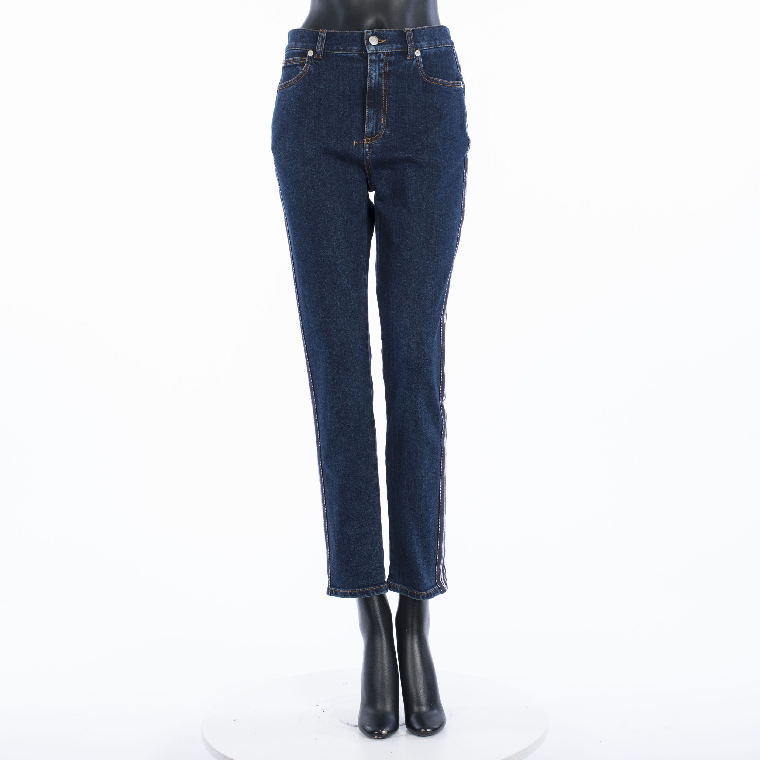 Alexander McQueen Indigo Blue Fitted Denim Trousers In Vintage Wash Indigo Size 34" / US 12 / IT 48 - 1 Thumbnail