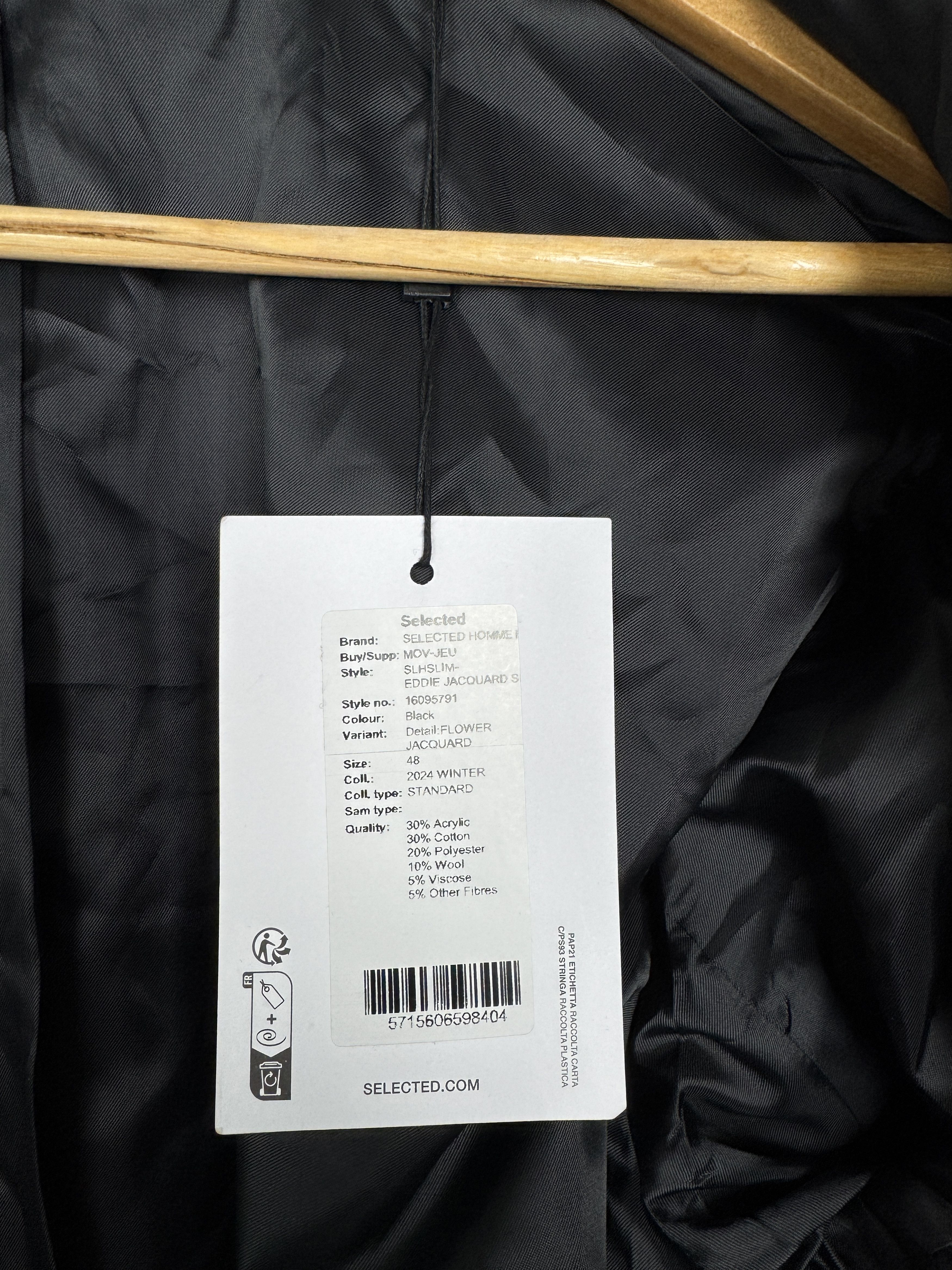 Selected Homme NWT RRP 240$ Selected Homme SLHSLIM EDDIE SHAWL Blazer Size 38R - 11 Thumbnail