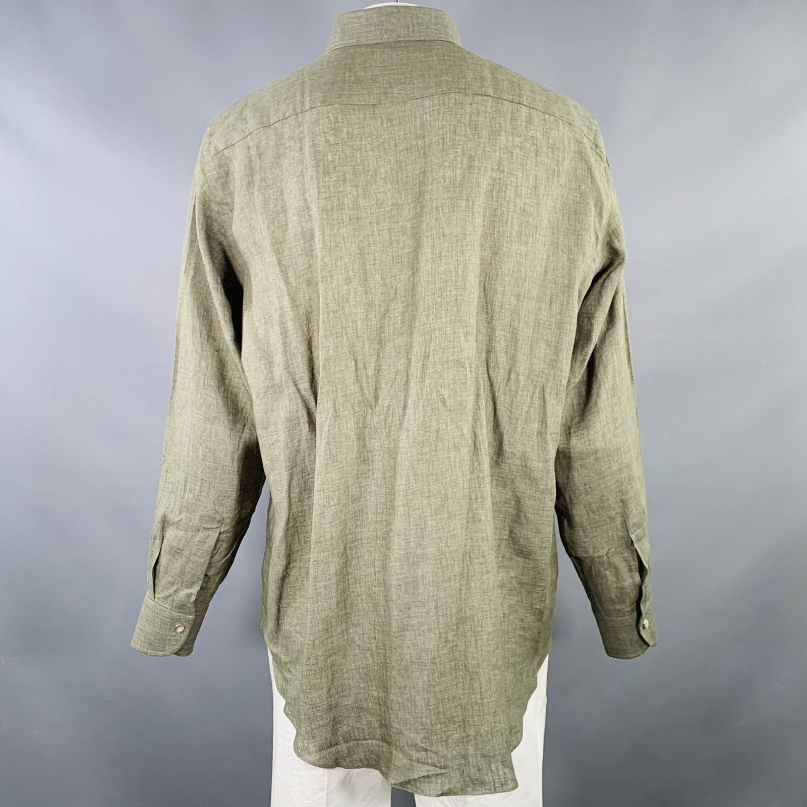 Beretta BERETTA Green Olive Two Pockets Snaps Long Sleeve Shirt Size US XXL / EU 58 / 5 - 3 Thumbnail