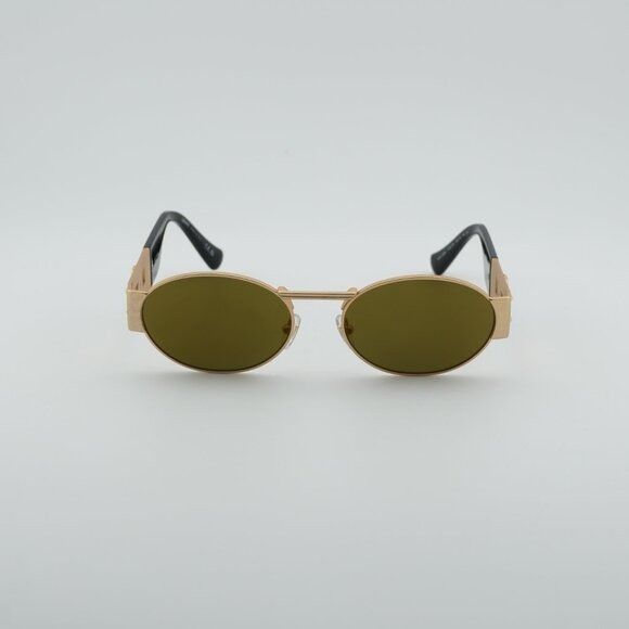 Versace Versace VE2264 10025A Sunglasses Gold Oval Frame, Brown Size ONE SIZE - 3 Thumbnail