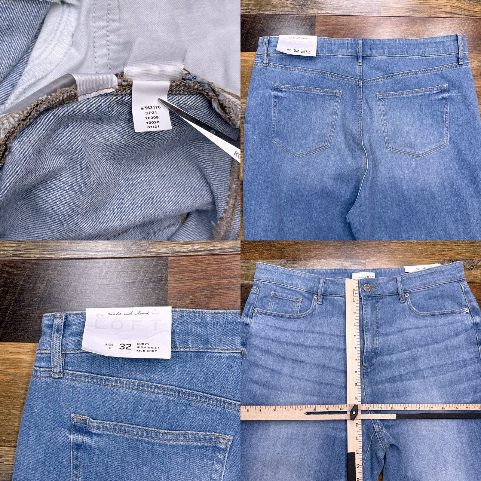 Loft LOFT Jeans Womens 14/32 High Waist Stretch Cropped Denim 5-Pocket Blue Vintage No Size 36" / US 14 / IT 50 - 8 Thumbnail