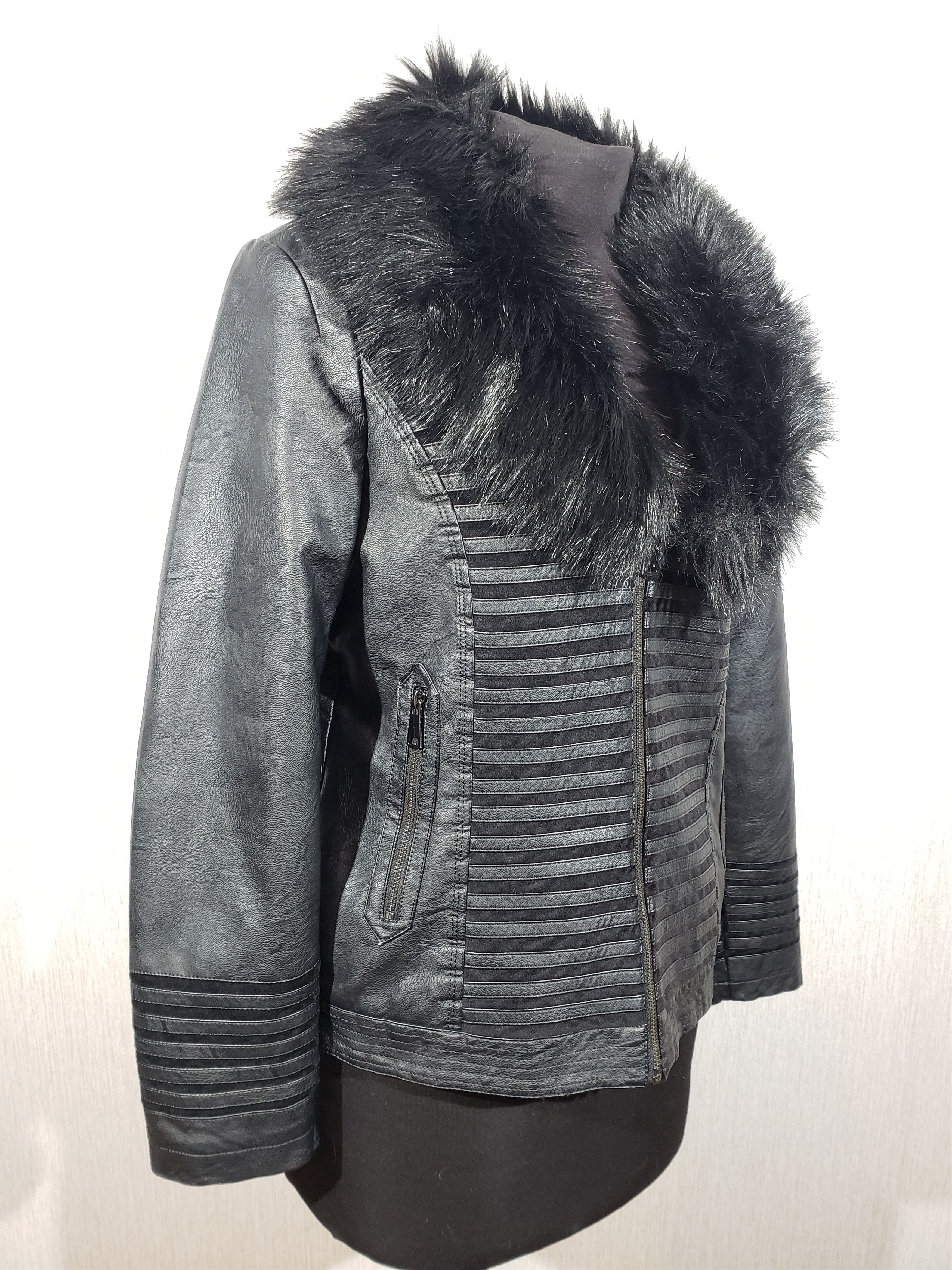 Other Stylish women's black faux leather jacket. Size L / US 10 / IT 46 - 3 Thumbnail