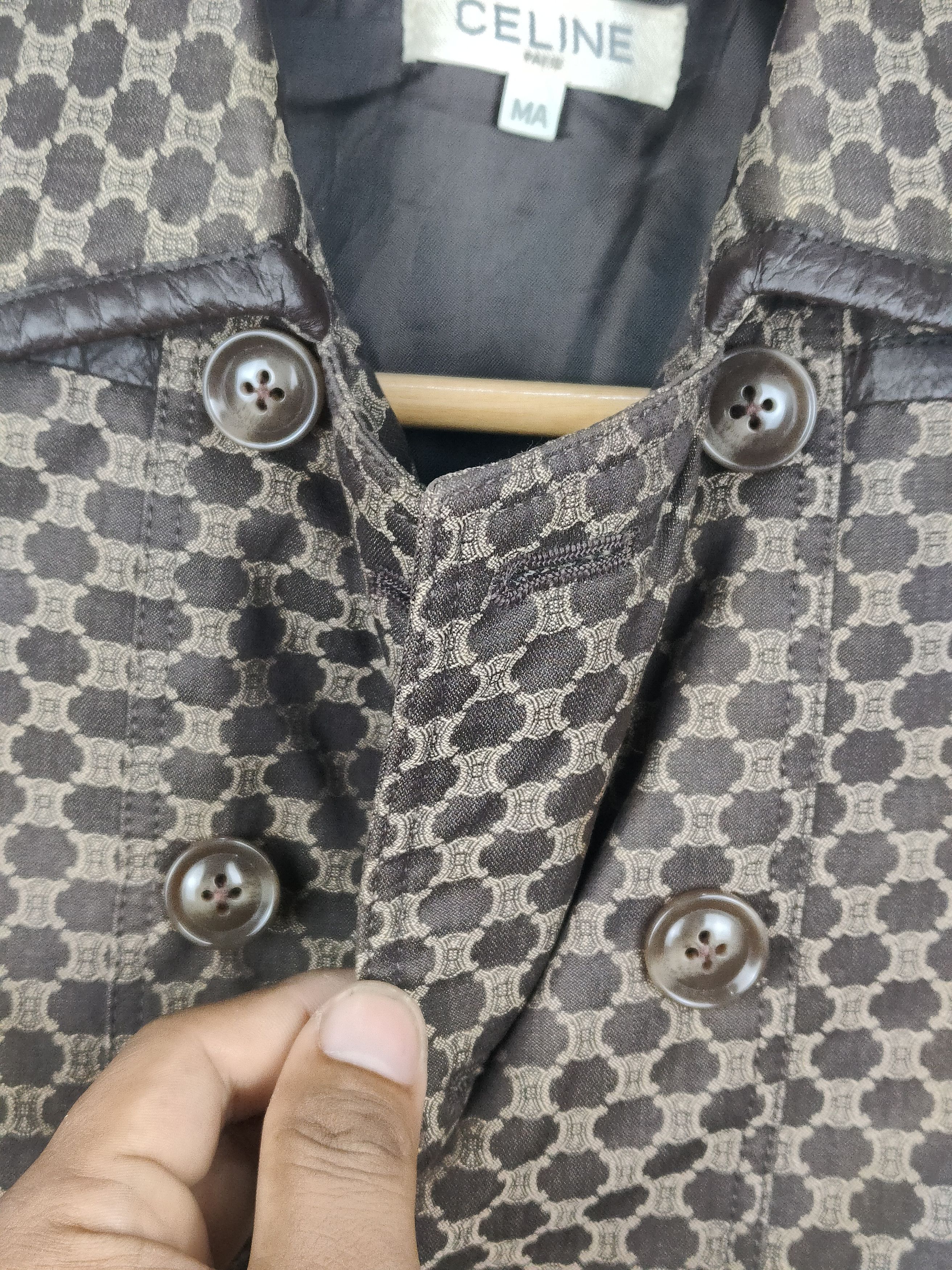 Celine Vtg Celine double-breasted coat monogram jacquard pattern Size XS / US 0-2 / IT 36-38 - 4 Thumbnail