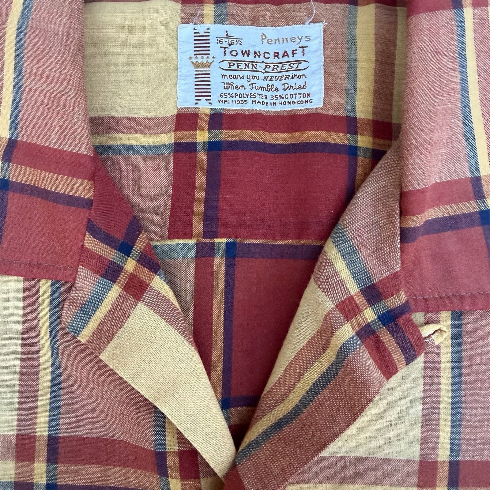 Vintage Vintage 50s 60s Penneys Townscraft Plaid Penn Prest Shirt Size US L / EU 52-54 / 3 - 4 Thumbnail