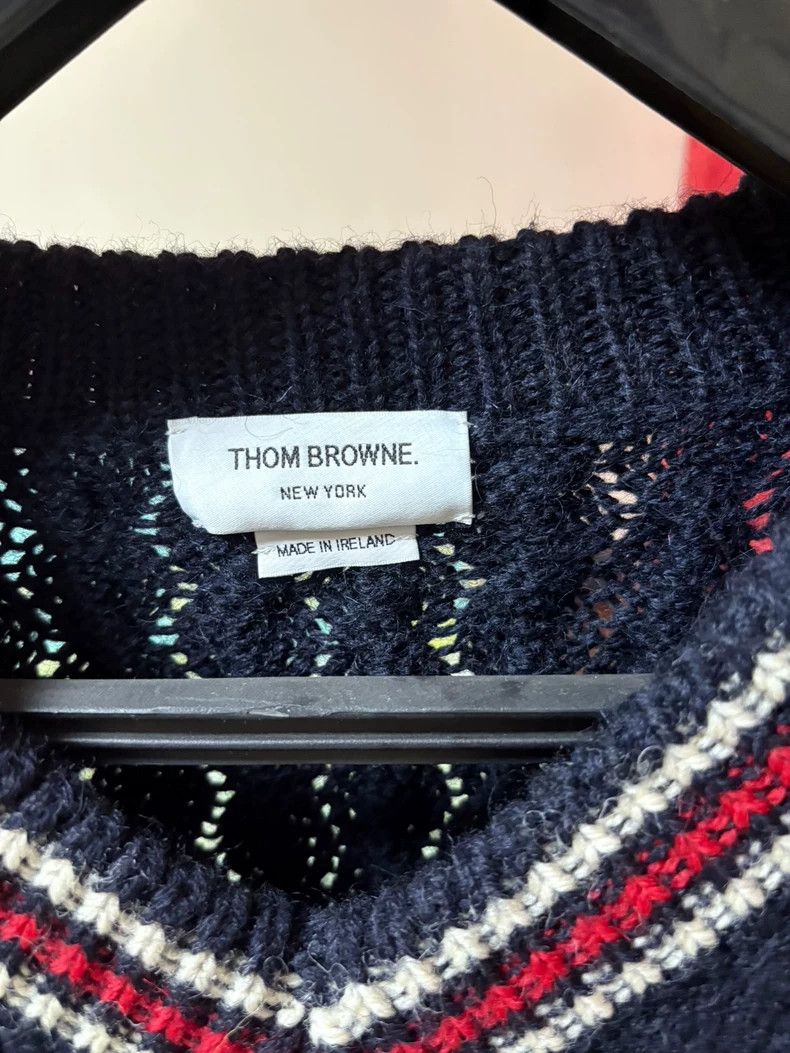 Thom Browne Thom Browne Blue and grey knit sweater Size US M / EU 48-50 / 2 - 2 Thumbnail