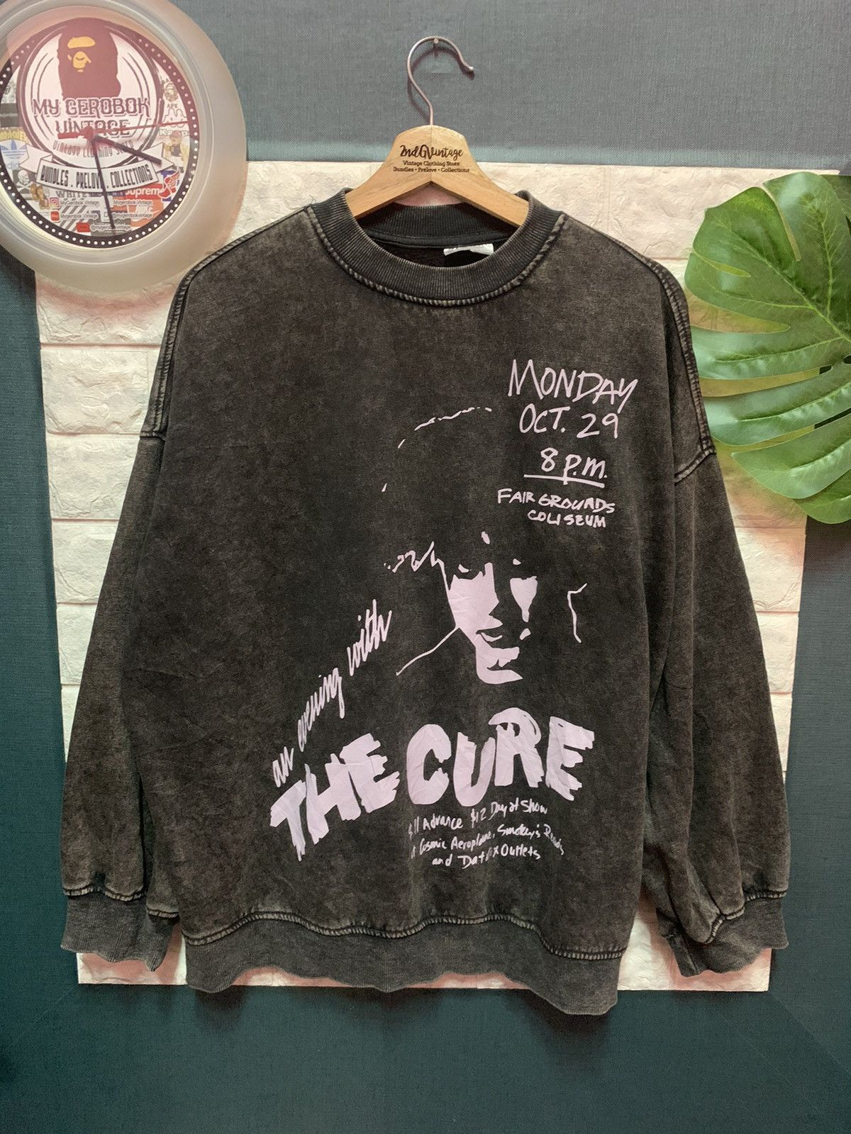 image of Band Tees x Rock Band Sweatshirt Band The Curr Acid Wash in Grey, Men's (Size Large)