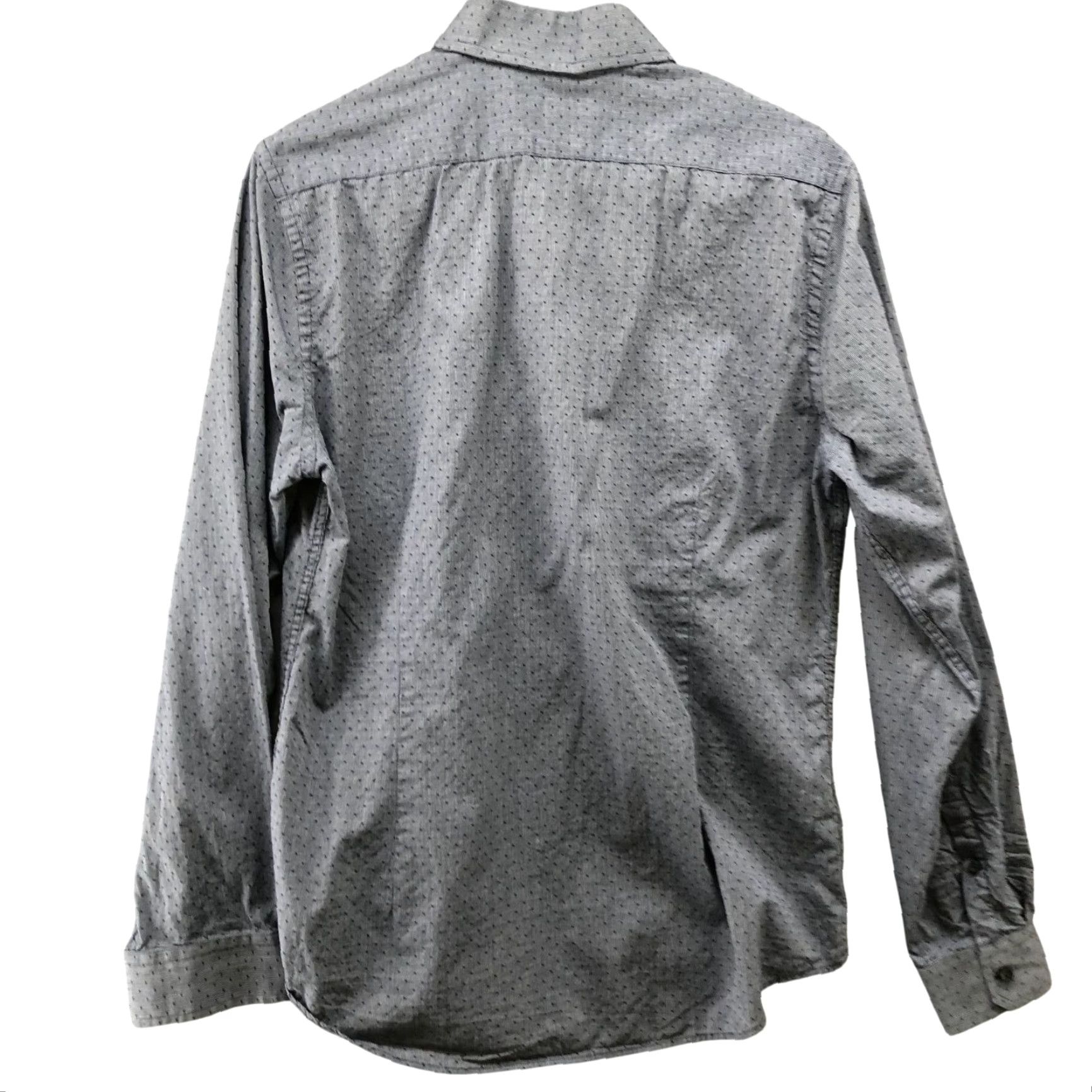 Express Express Button-Down Shirt Mens M Navy Blue Dot Print Long Sleeve Technical: Cotton Slim Fit, Casual, Workwear, Business Size 40R - 2 Thumbnail