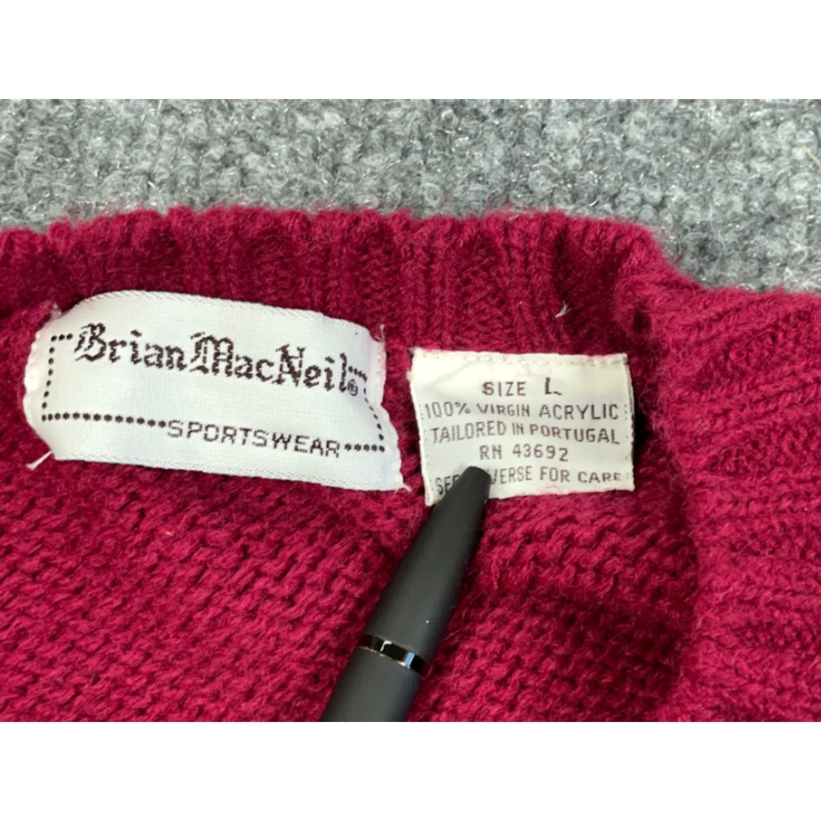 Vintage VINTAGE 80s Dark Red Chunky Knit Sweater Pullover Adult Large Men Crew Neck Heavyweight Knit Vintage Style Size US L / EU 52-54 / 3 - 4 Thumbnail