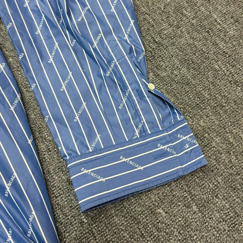 Balenciaga Balenciaga size 38 Blue and white stripes full printed log Size M / US 6-8 / IT 42-44 - 5 Thumbnail